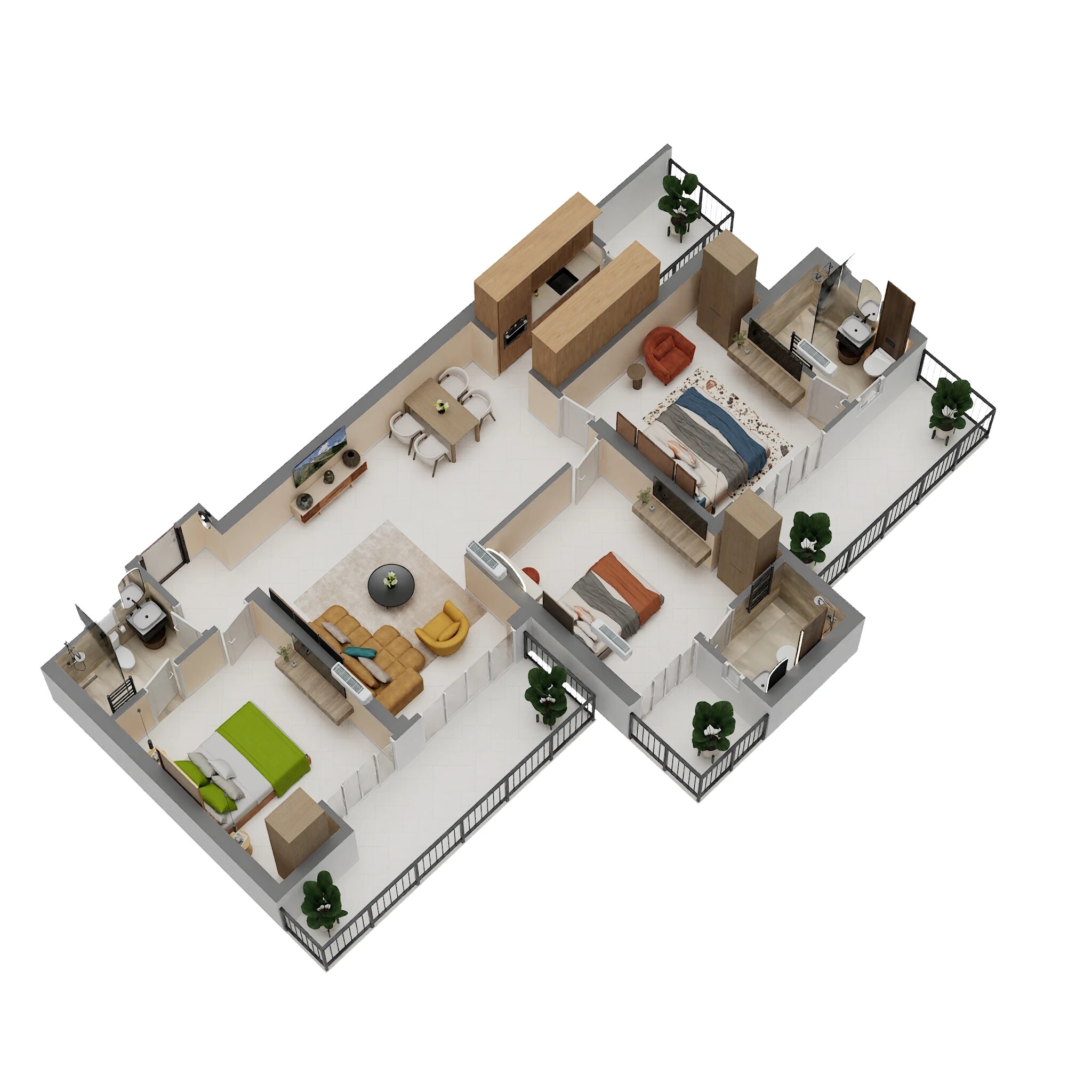 Floor plan of 3 BHK 1895 Sq. Ft. Apartment in Divyansh Green Heights, Greater Noida