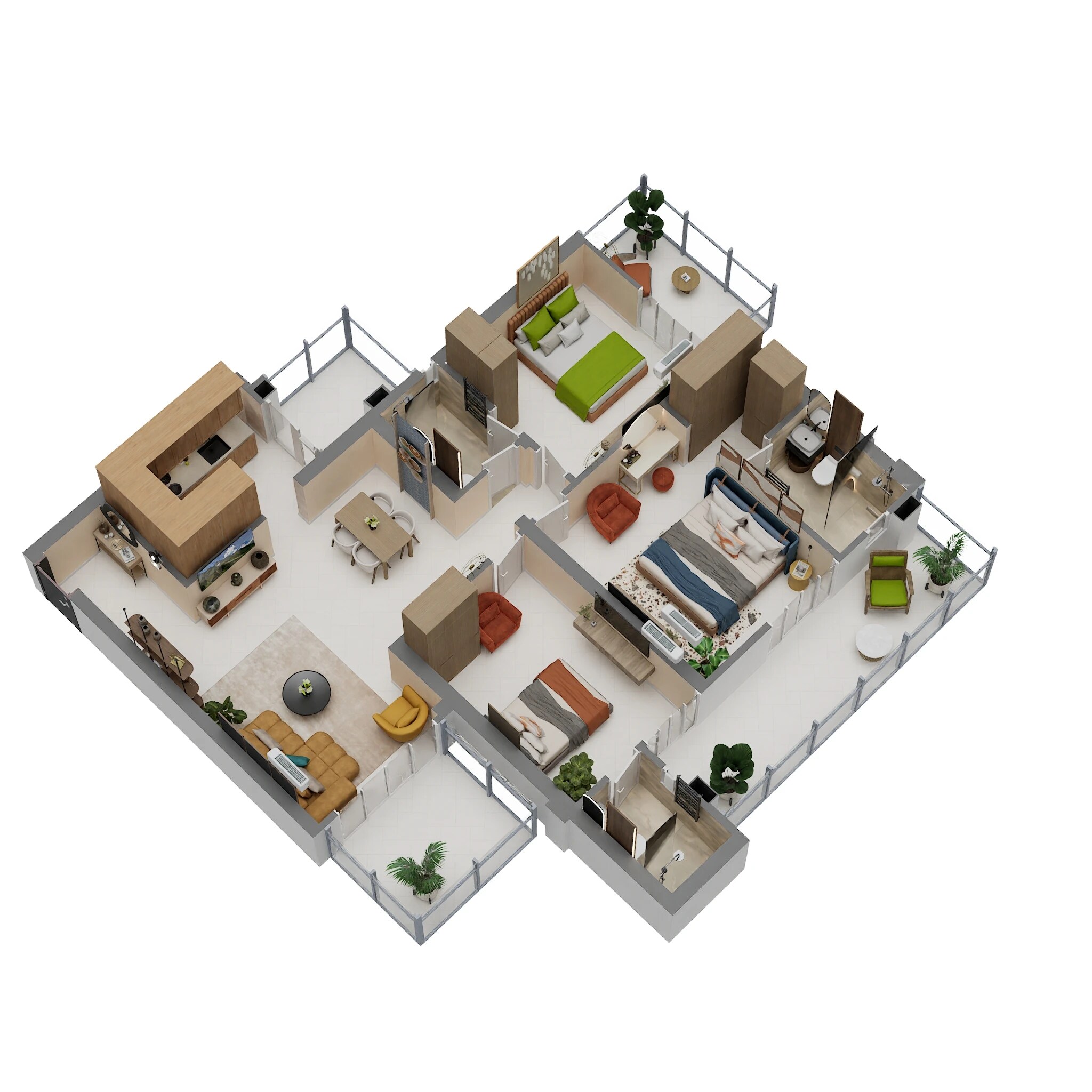 Floor plan of 3 BHK 2040 Sq. Ft. Apartment in Divyansh Green Heights, Greater Noida