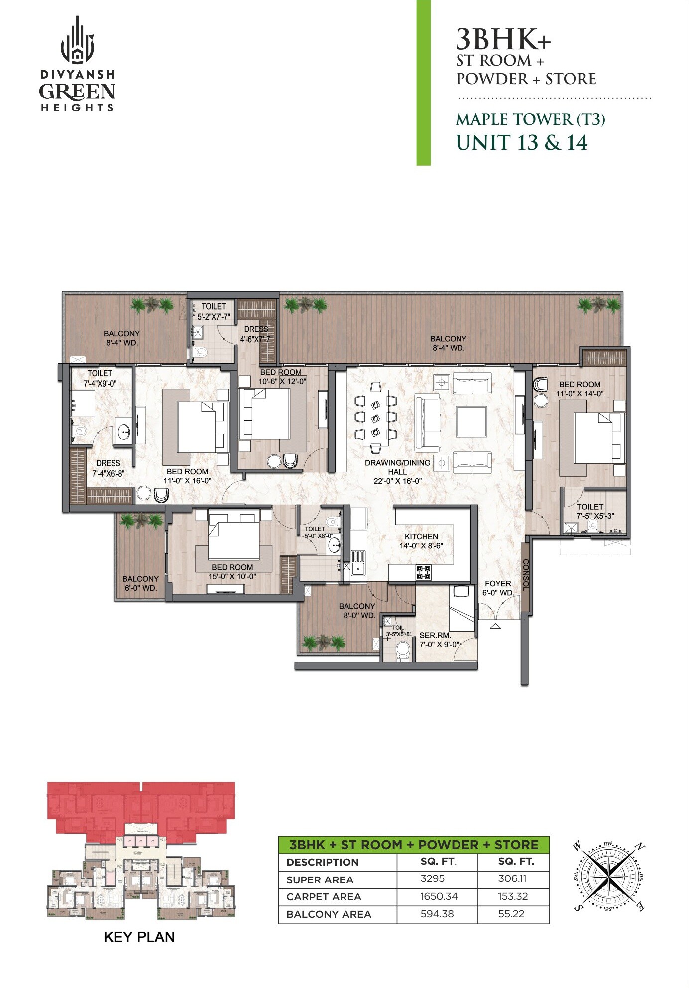 4 BHK 3295 Sq. Ft. Apartment