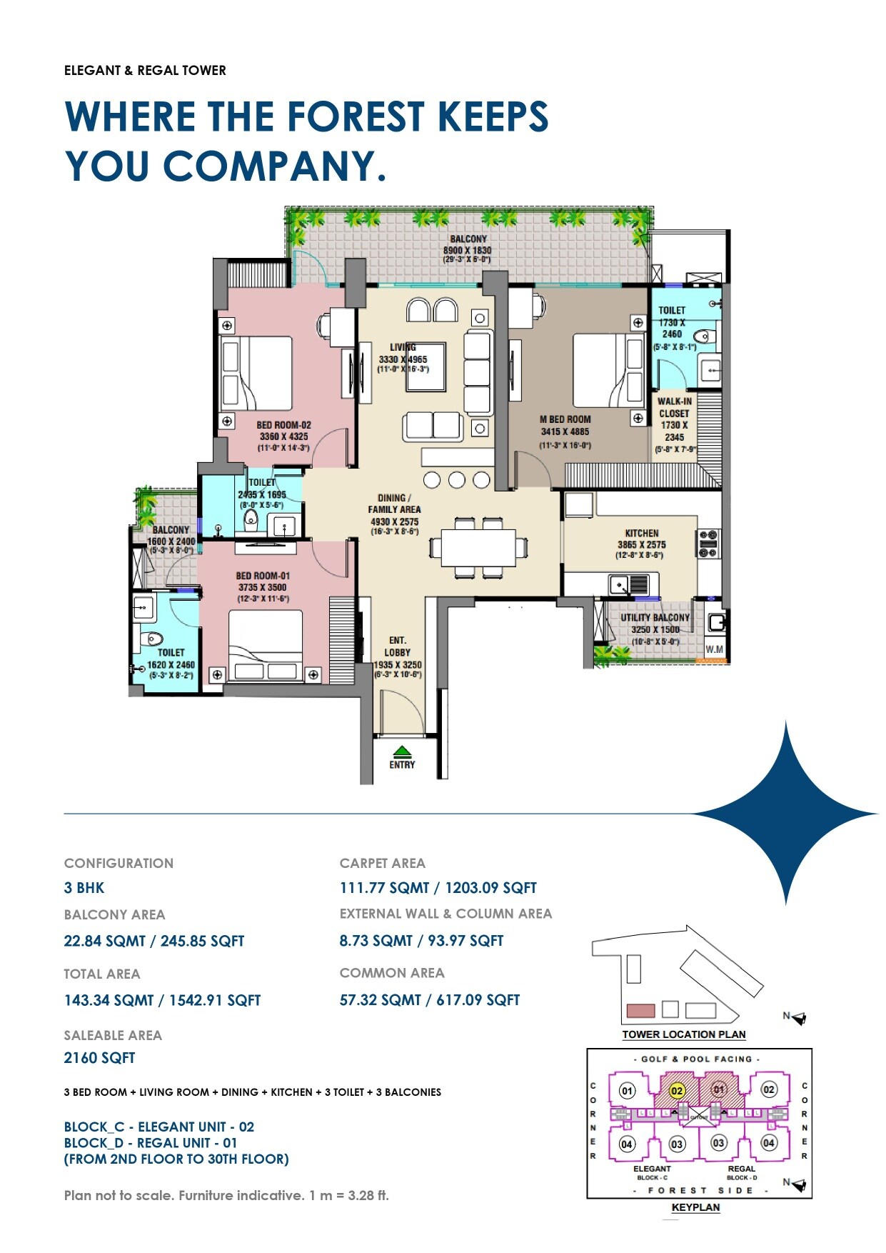 Floor plan of 3 BHK Apartment - 2160 sq. ft. in DXN Orion, Greater Noida
