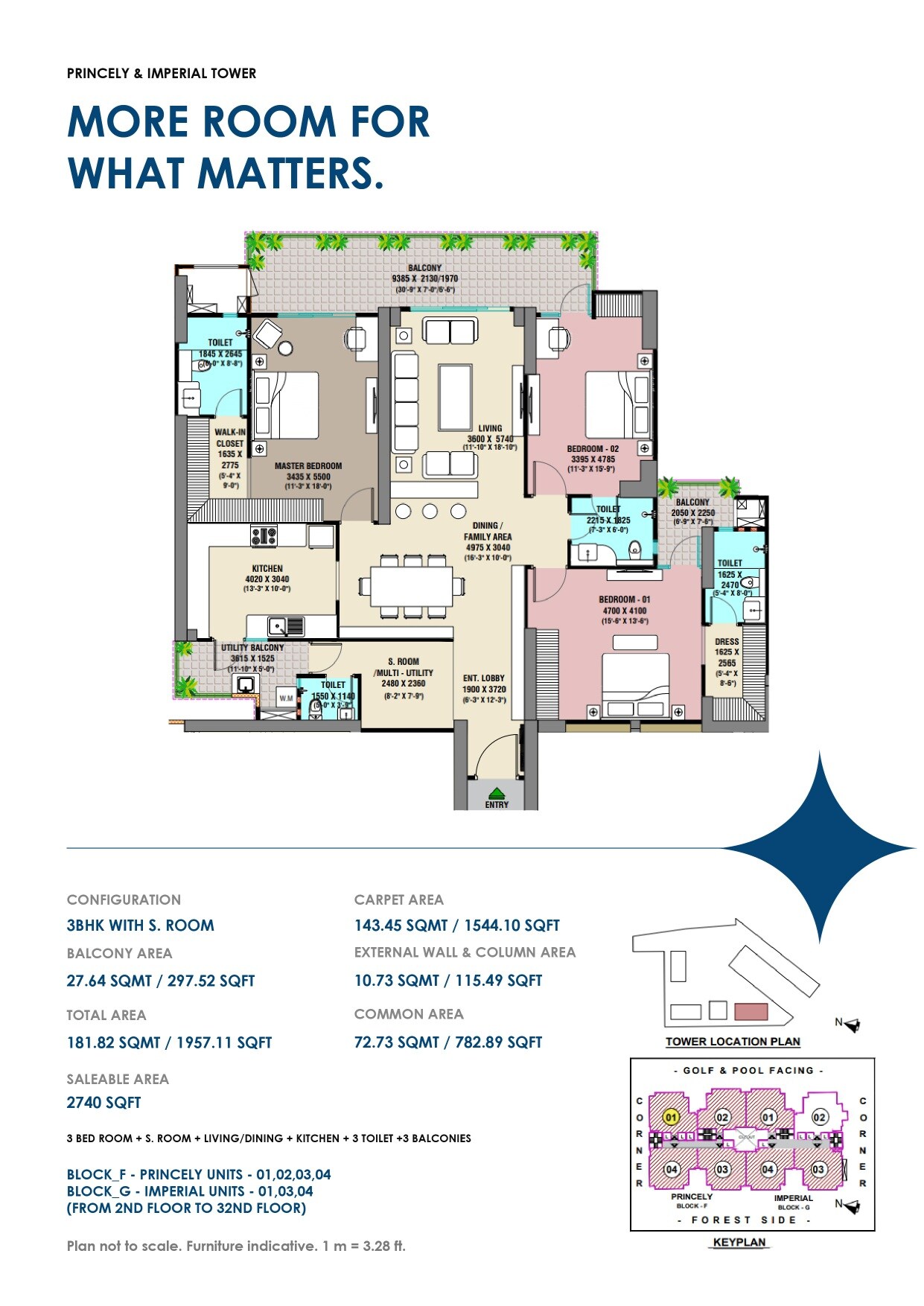 Floor plan of 3 BHK Apartment - 2740 sq. ft. in DXN Orion, Greater Noida