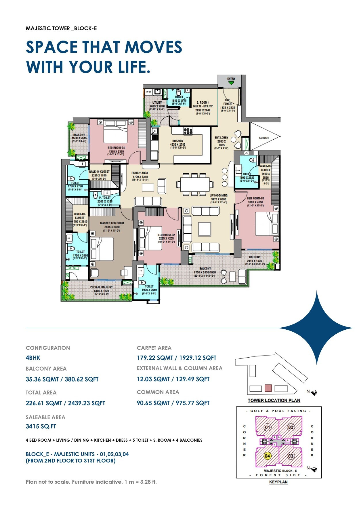 Floor plan of 4 BHK Apartment - 3415 sq. ft. in DXN Orion, Greater Noida
