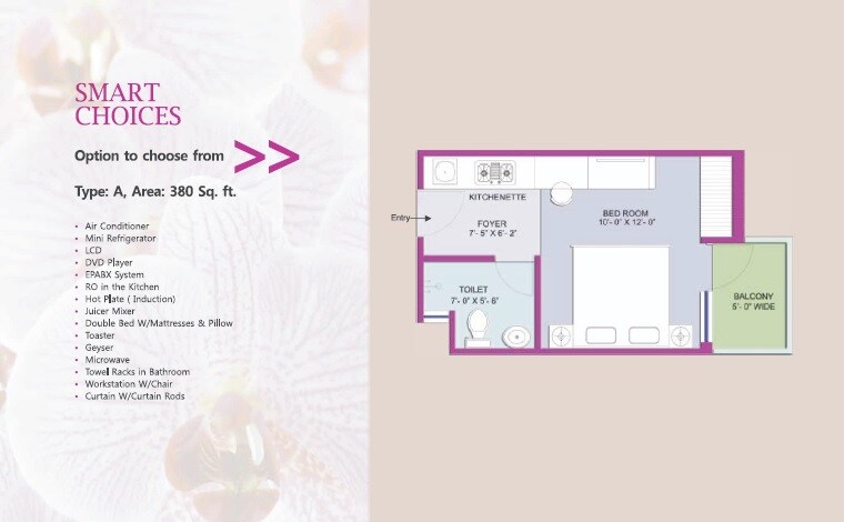 Floor plan of 380 Sq. Ft. Studio in Earthcon Beetle Orchid, Greater Noida