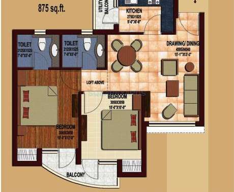 earthcon casa grande apartment 2bhk 875sqft 1