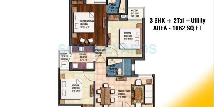 earthcon sanskrirti apartment 3bhk 1062sqft 1