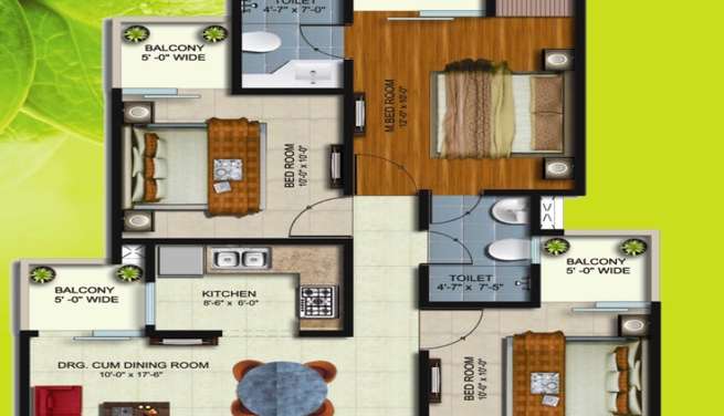 earthcon sparsh apartment 3 bhk 1400sqft 20215304115300