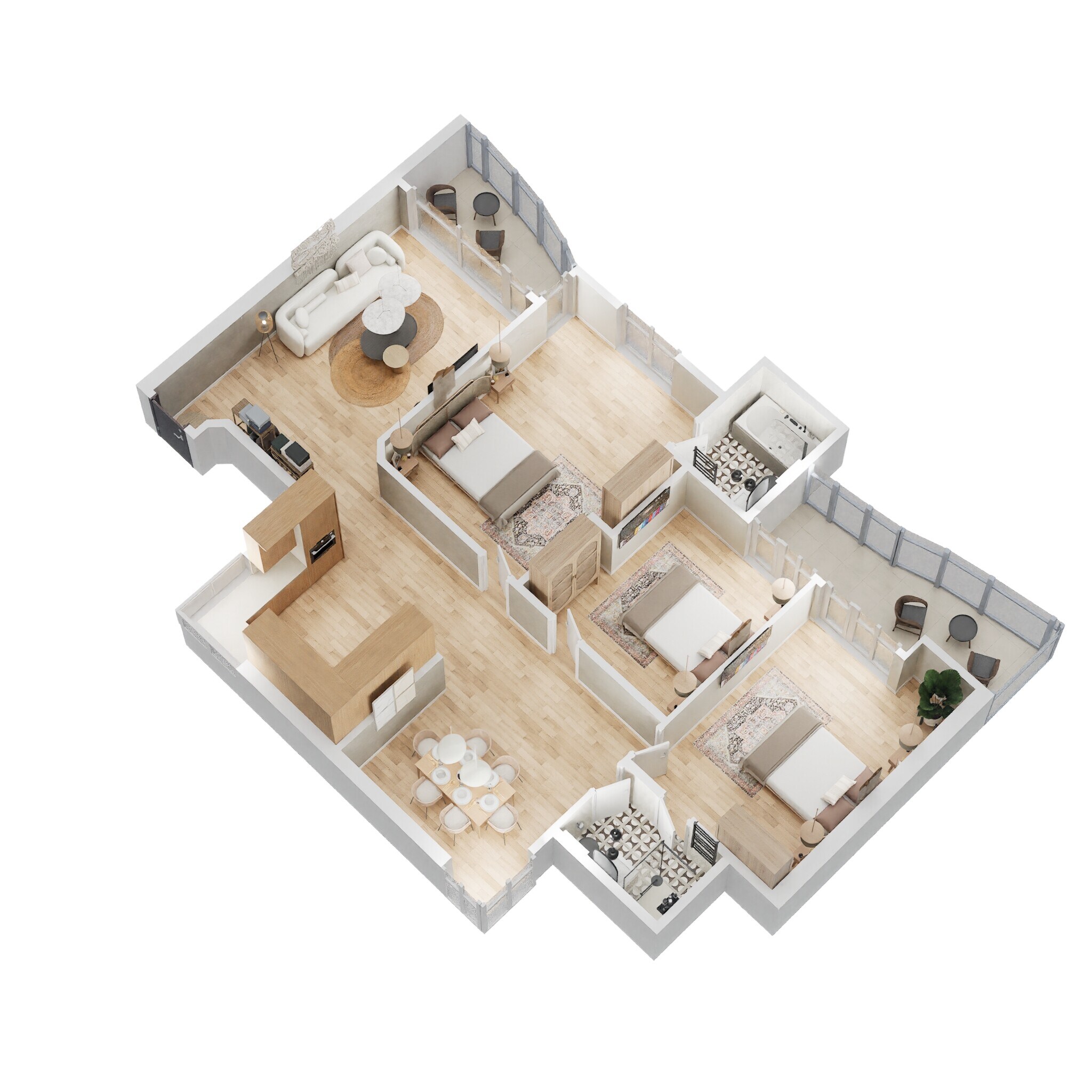 Floor plan of 3 BHK 1850 Sq. Ft. Apartment in Eldeco Citadel, Greater Noida