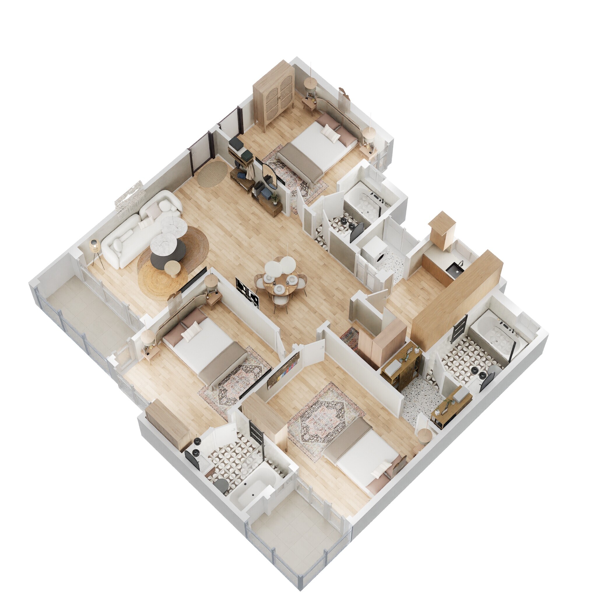 Floor plan of 3 BHK 1731 Sq. Ft. Apartment in Eldeco Mystic Green Phase II, Greater Noida