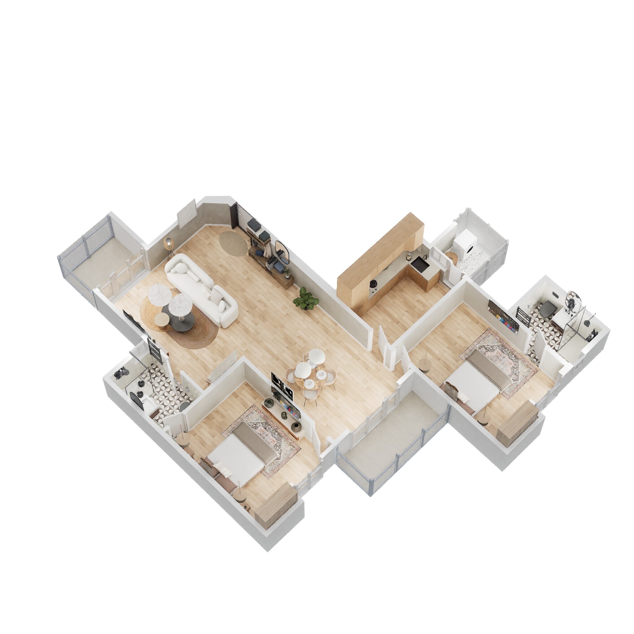Floor plan of 2 BHK 1420 Sq. Ft. Apartment in Eldeco Riviera, Greater Noida