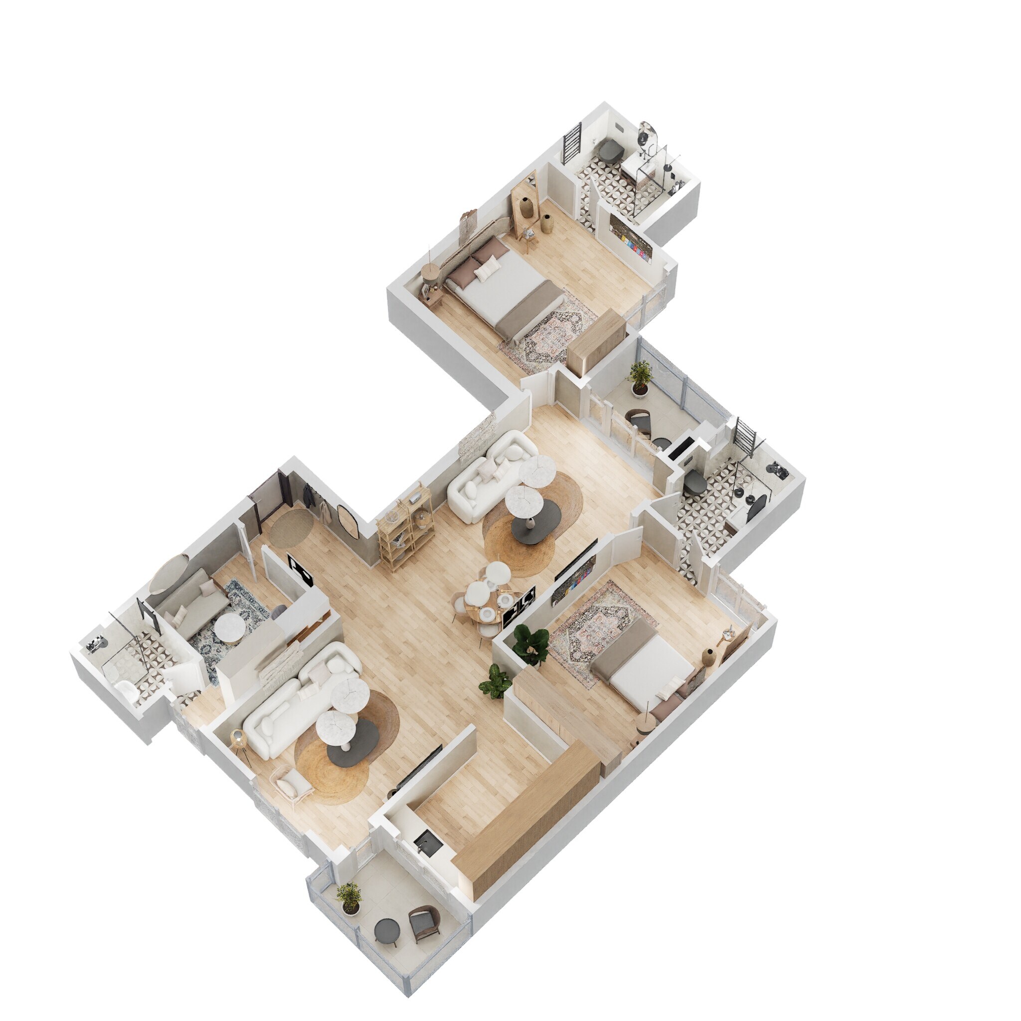 Floor plan of 2 BHK 1515 Sq. Ft. Apartment in Eldeco Riviera, Greater Noida