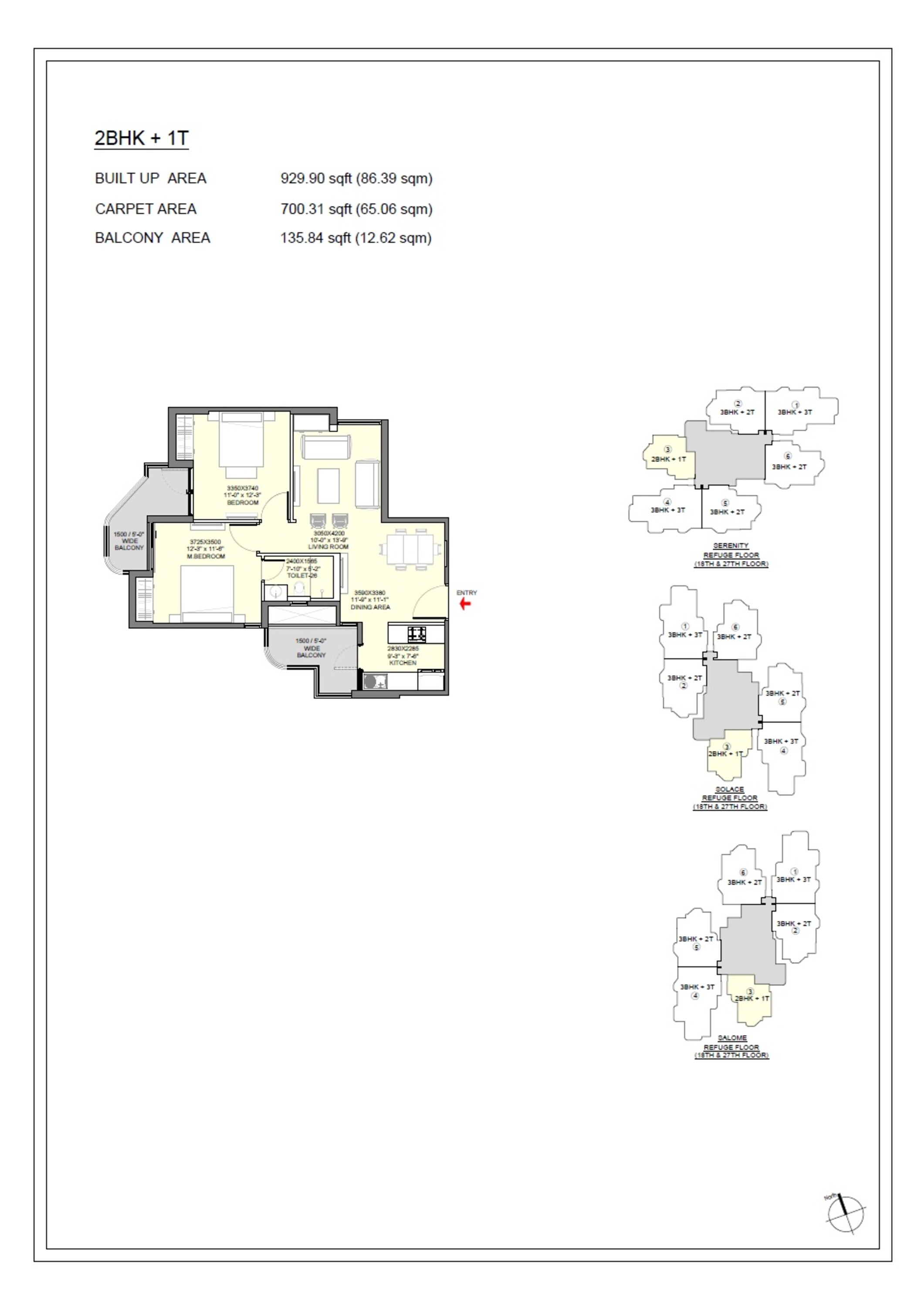 2 BHK 1250 Sq. Ft. Apartment in Eldeco Whispers of Wonder