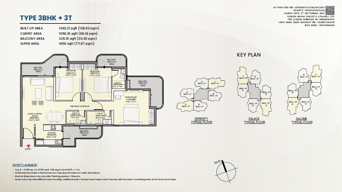 3 BHK 1850 Sq. Ft. Apartment