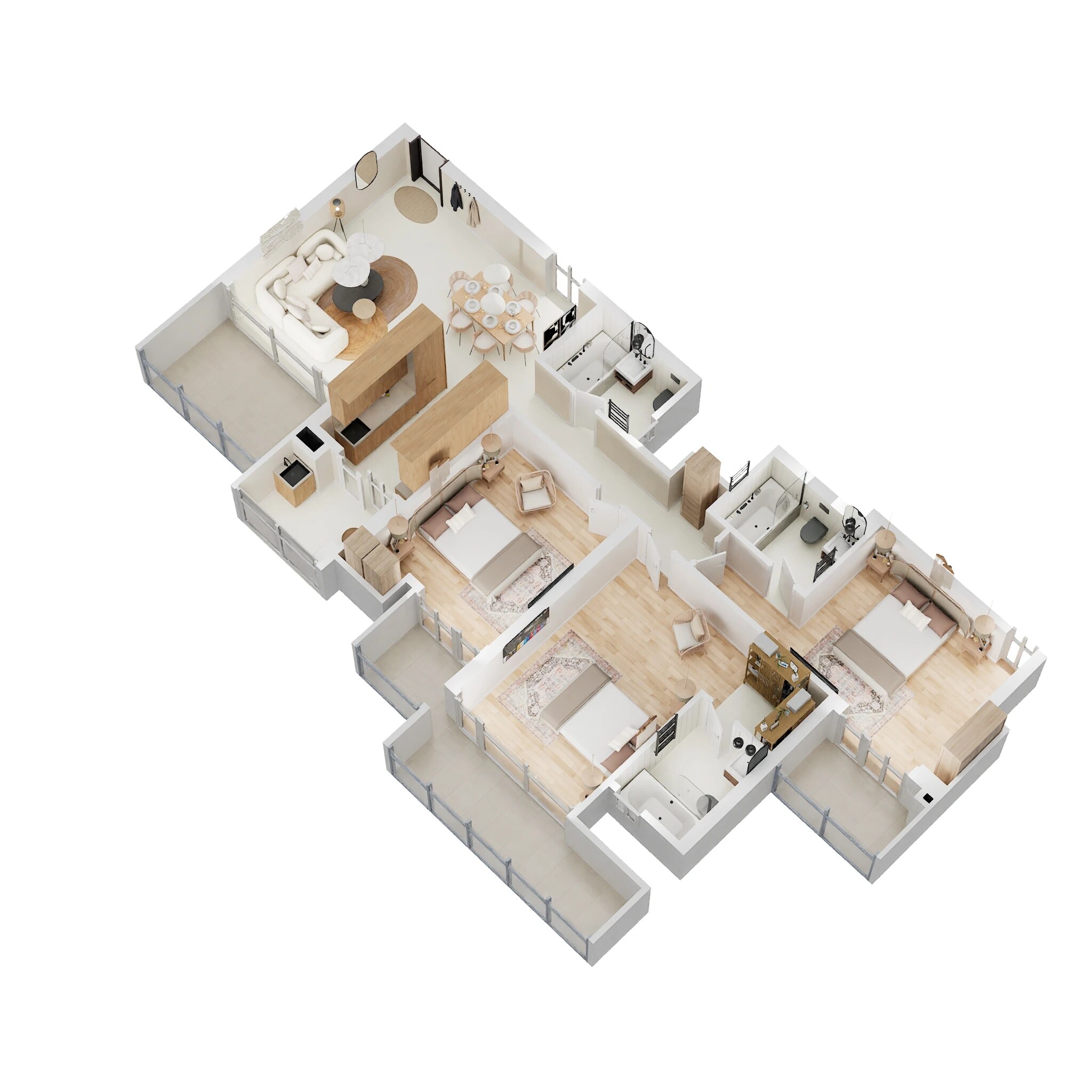 Floor plan of 3 BHK 1800 Sq. Ft. Apartment in Elite X, Greater Noida