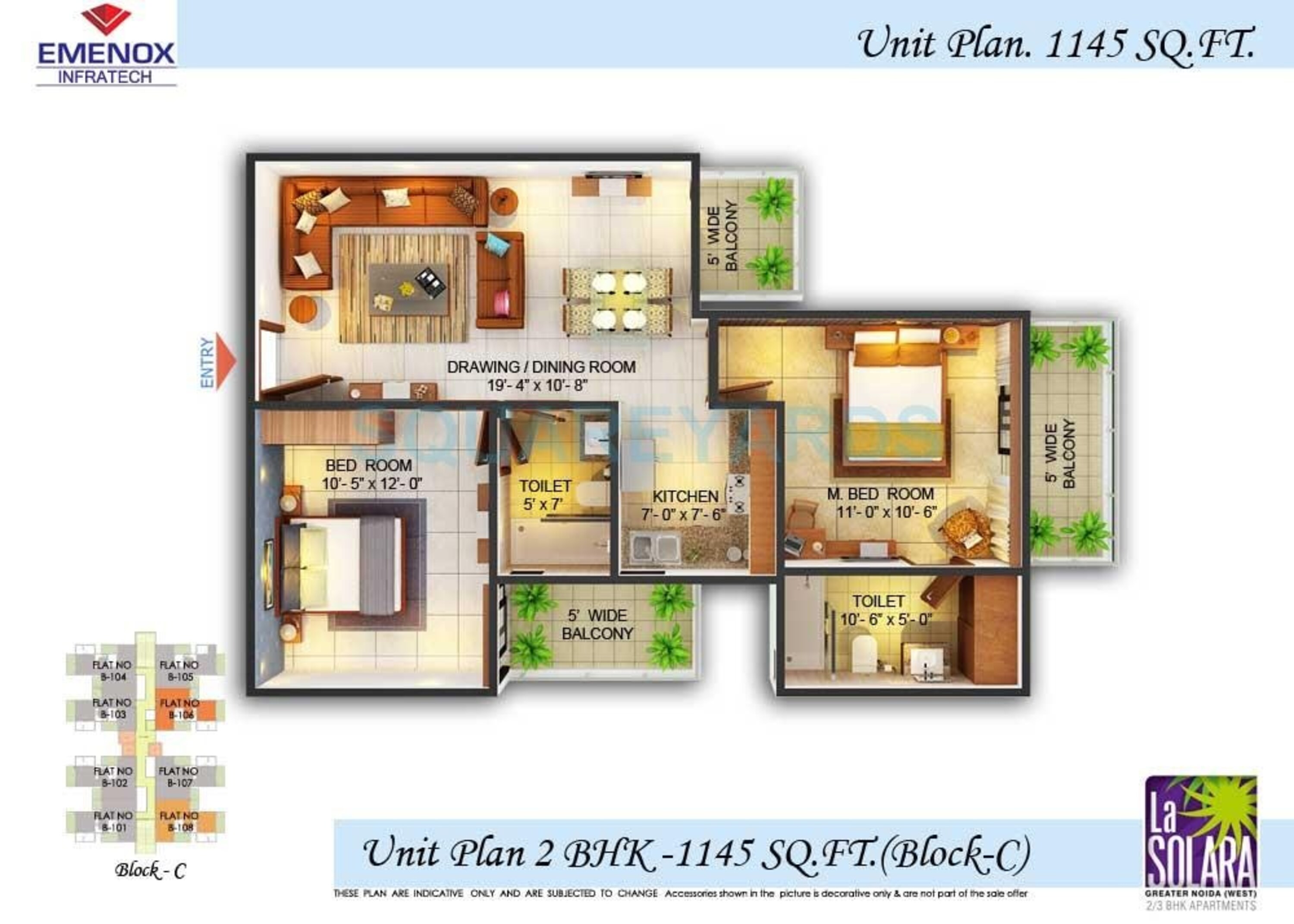 emenox la solara apartment 2bhk 1145sqft 61