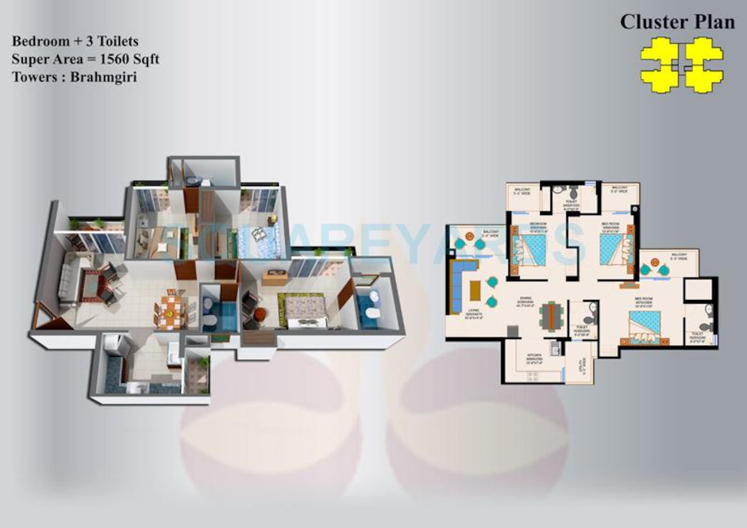 eros sampoornam apartment 3bhk 1560sqft 1