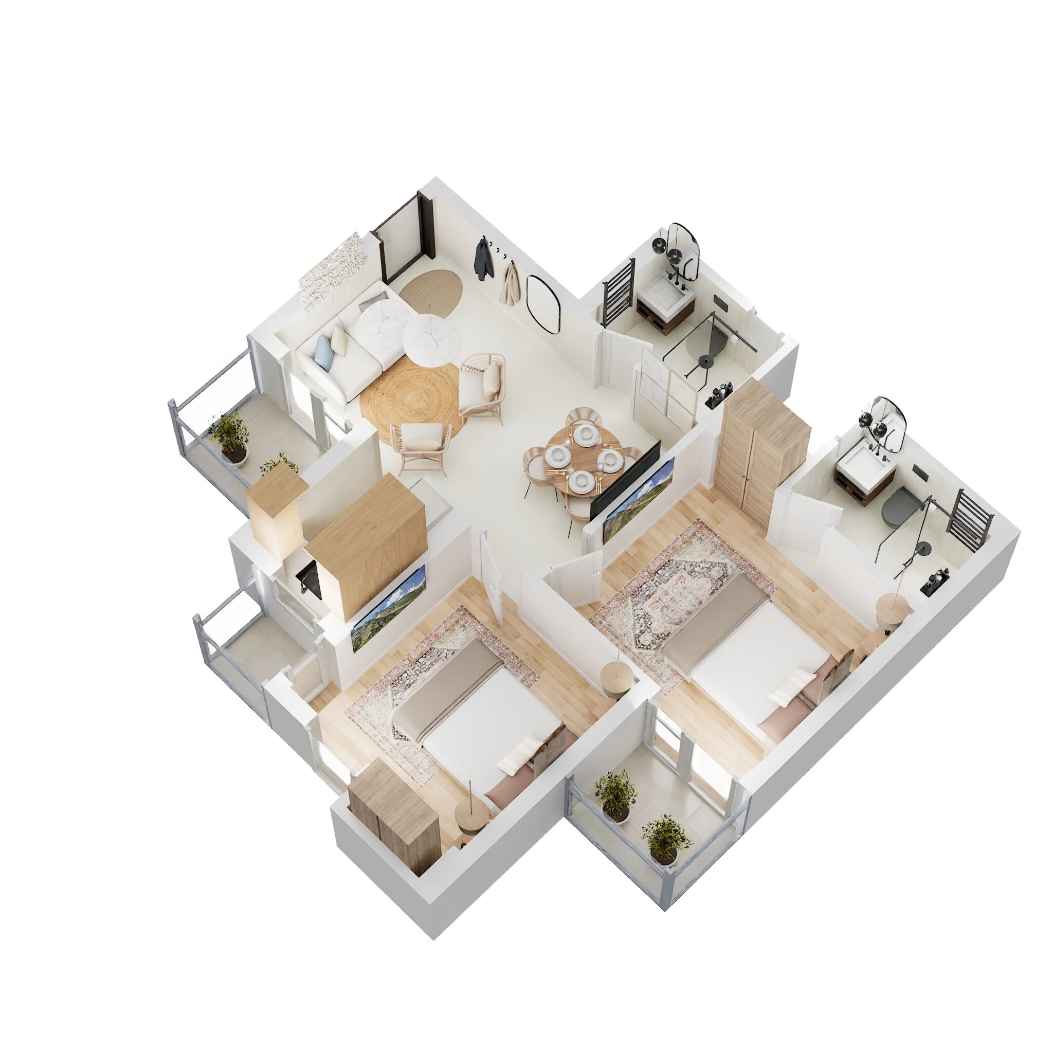 Floor plan of 2 BHK 835 Sq. Ft. Apartment in Eros Sampoornam III, Greater Noida