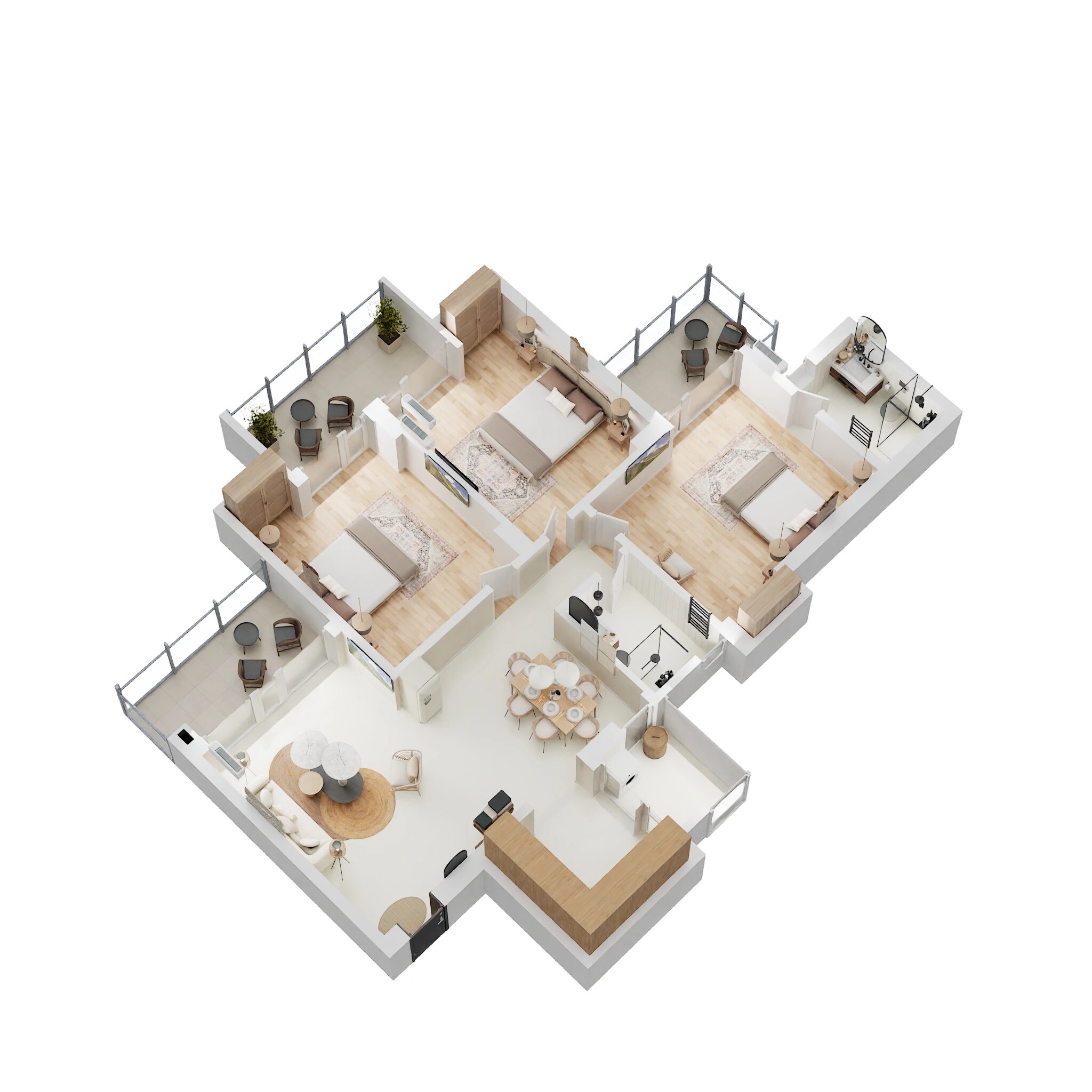 Floor plan of 3 BHK 1350 Sq. Ft. Apartment in Eros Sampoornam III, Greater Noida