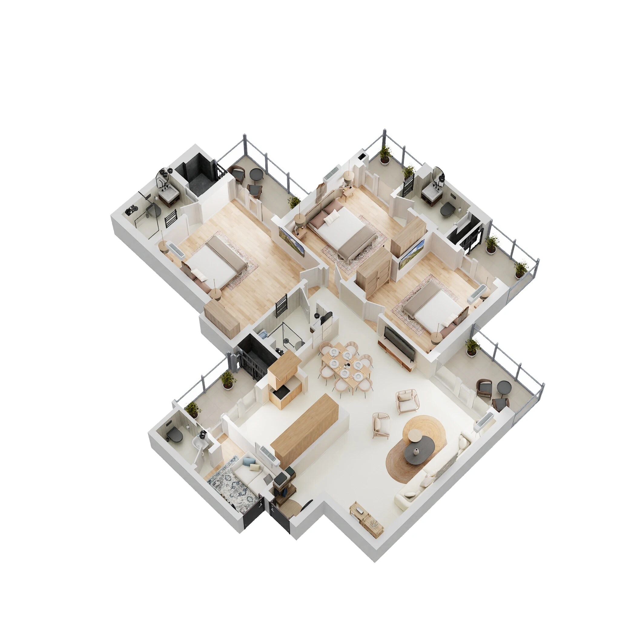 Floor plan of 3 BHK 1800 Sq. Ft. Apartment in Eros Sampoornam III, Greater Noida