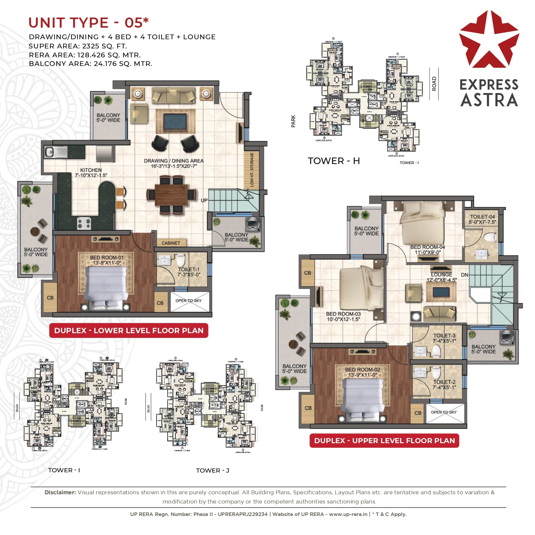 Floor plan of 4 BHK 2325 Sq. Ft. Apartment in Express Astra, Greater Noida