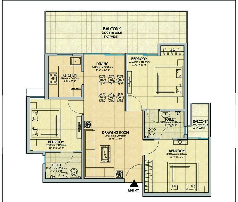 gaur atulyam apartment 3bhk 1300sqft 1