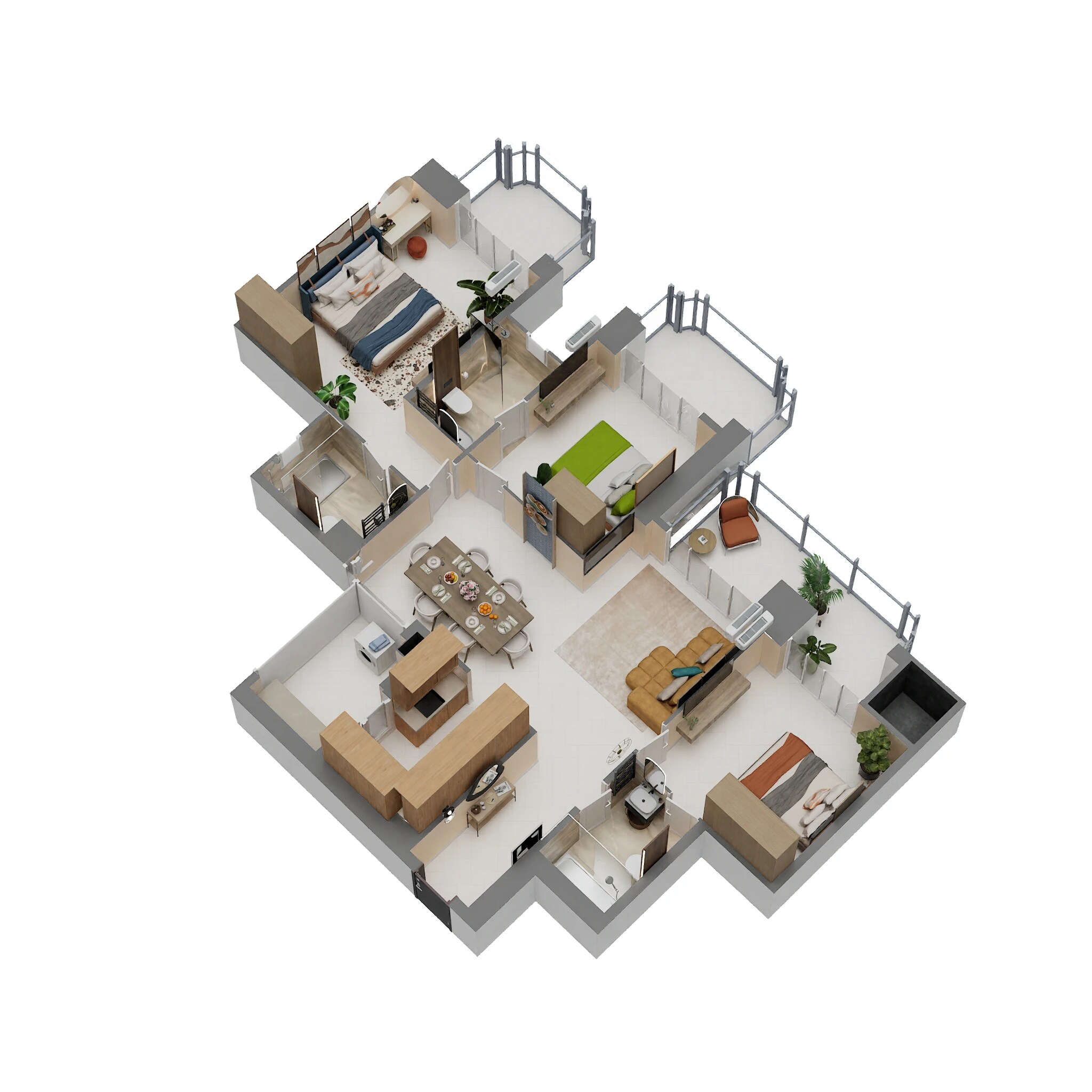 3 BHK 1910 Sq. Ft. Apartment