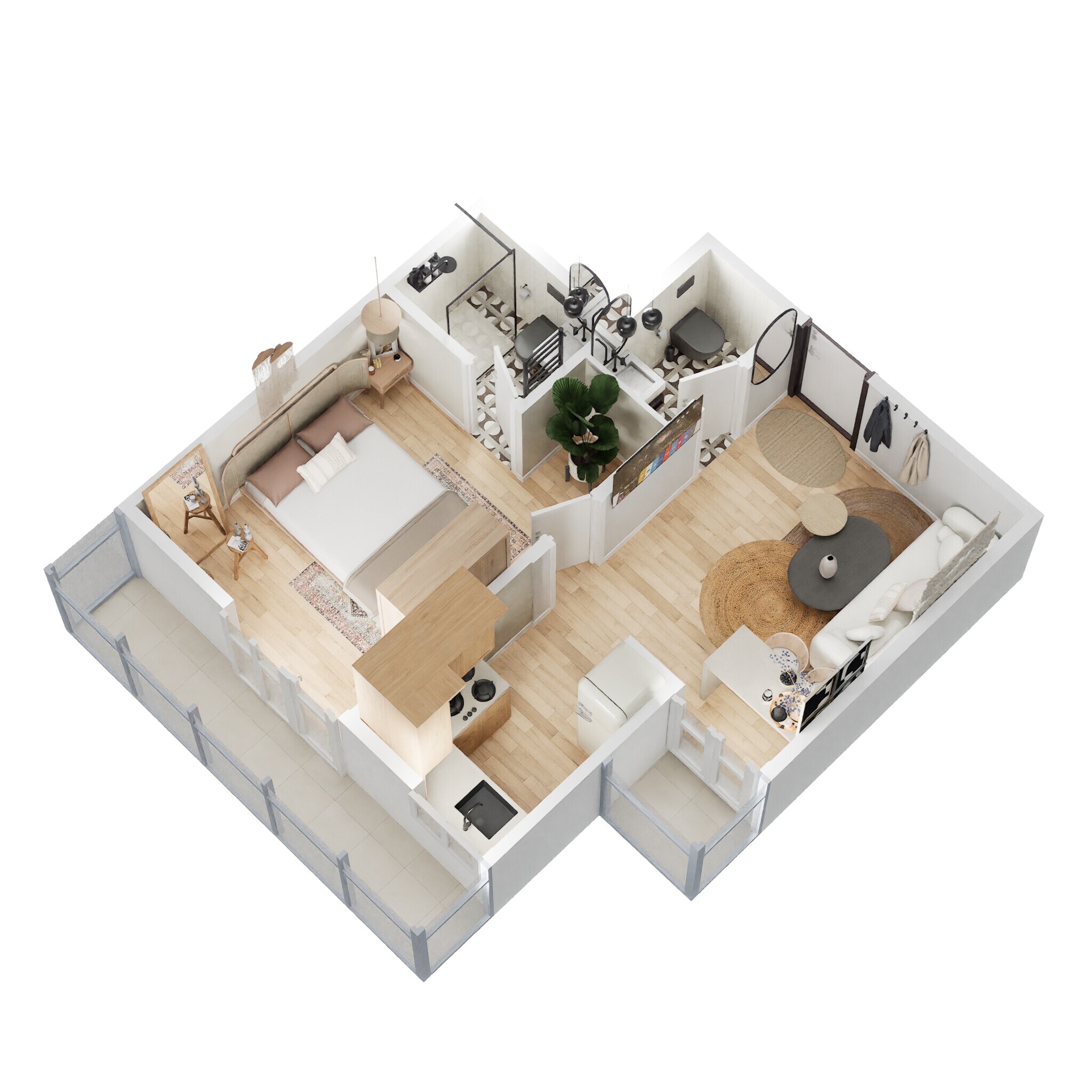 1 BHK 555 Sq. Ft. Apartment