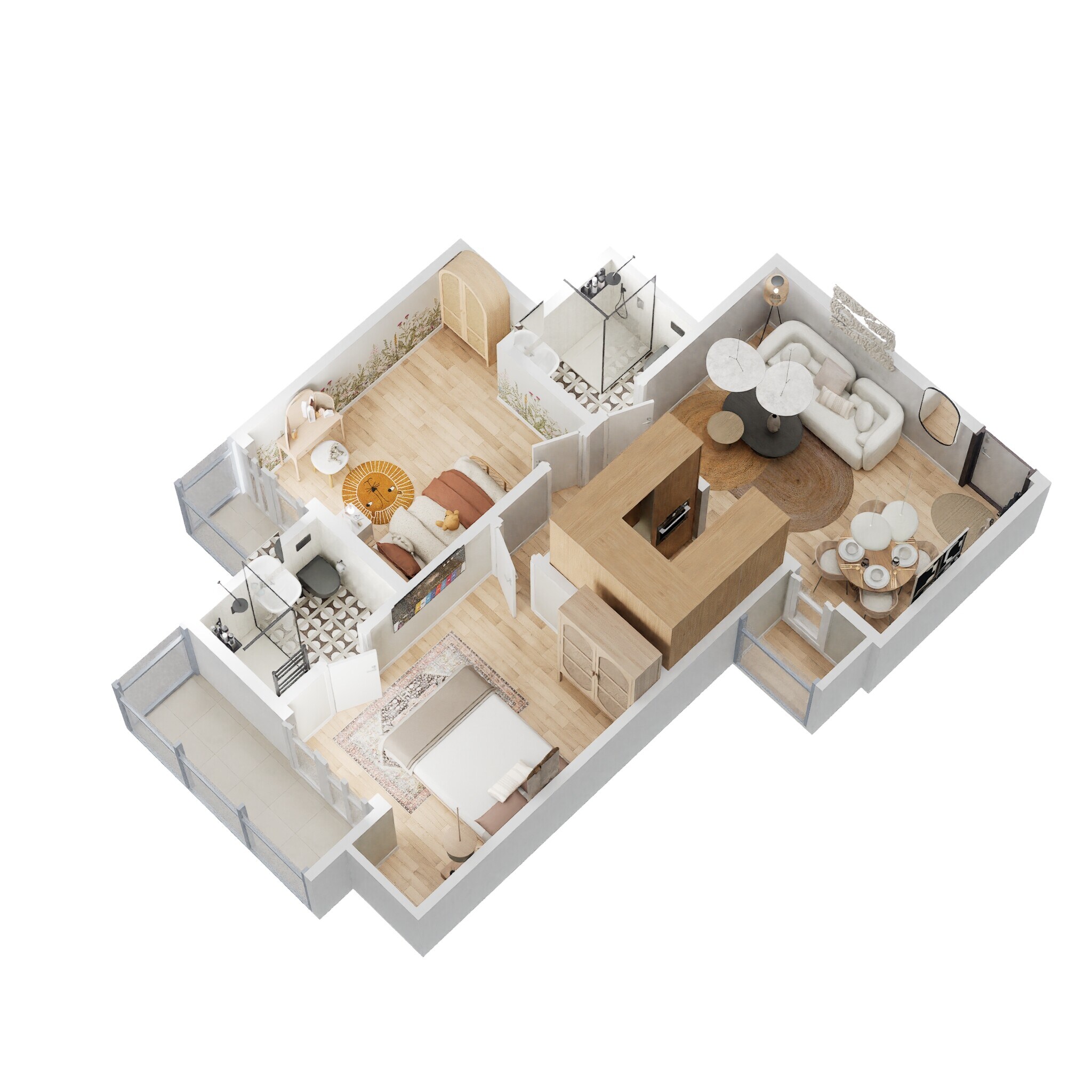 Floor plan of 2 BHK 845 Sq. Ft. Apartment in Gaur City 2 - 10th Avenue, Greater Noida