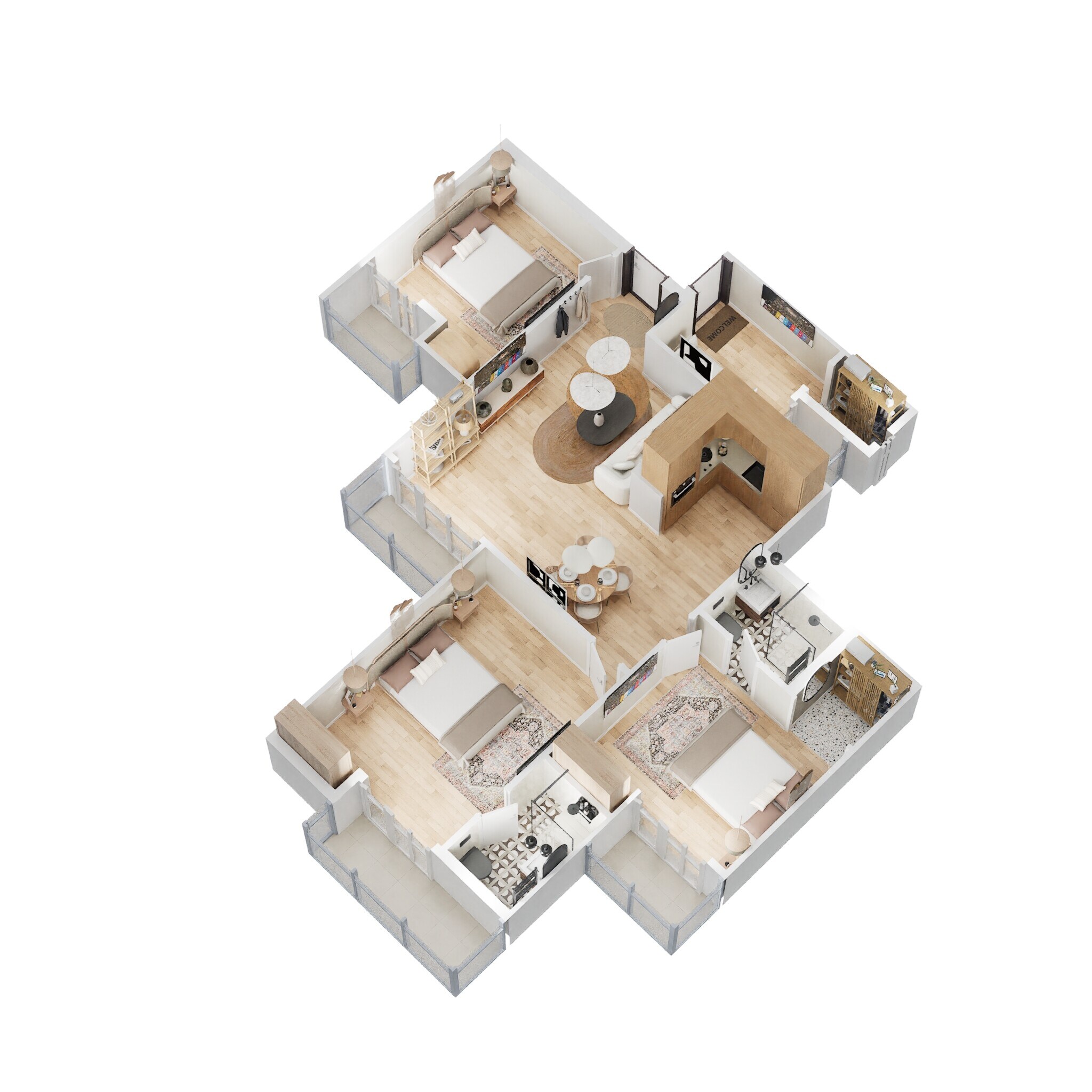 Floor plan of 3 BHK 1470 Sq. Ft. Apartment in Gaur City 2 - 10th Avenue, Greater Noida