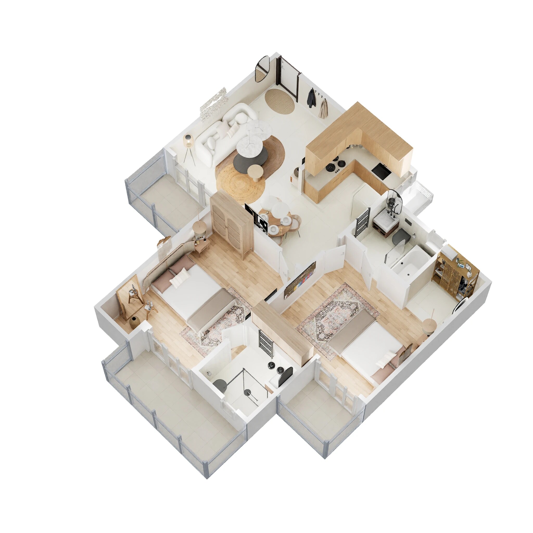 Floor plan of 2 BHK 1010 Sq. Ft. Apartment in Gaur City 2 - 11th Avenue, Greater Noida