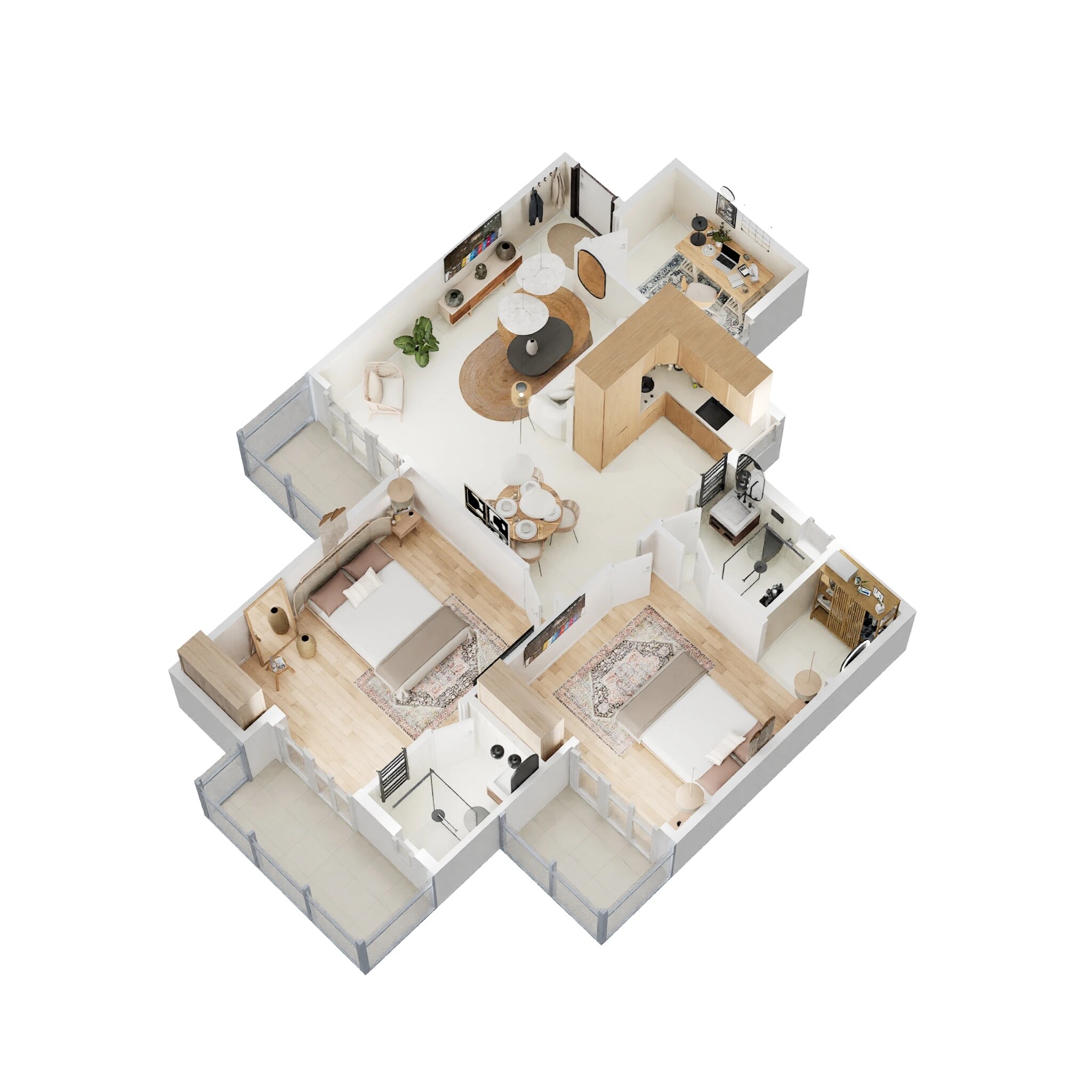 Floor plan of 2 BHK 1205 Sq. Ft. Apartment in Gaur City 2 - 11th Avenue, Greater Noida
