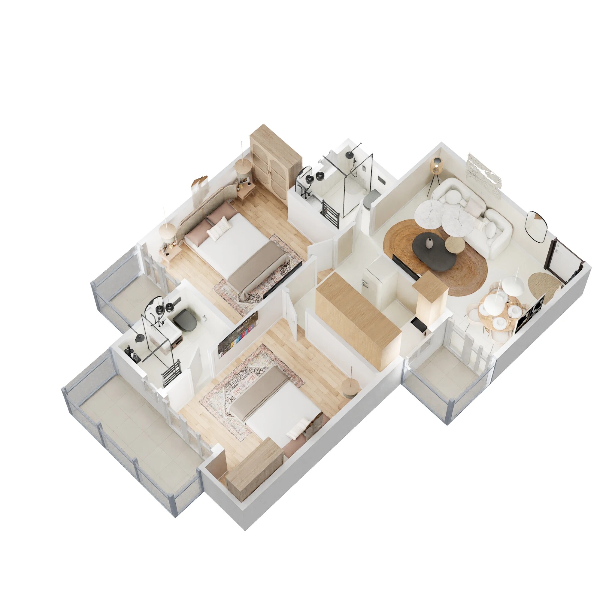 Floor plan of 2 BHK 890 Sq. Ft. Apartment in Gaur City 2 - 11th Avenue, Greater Noida