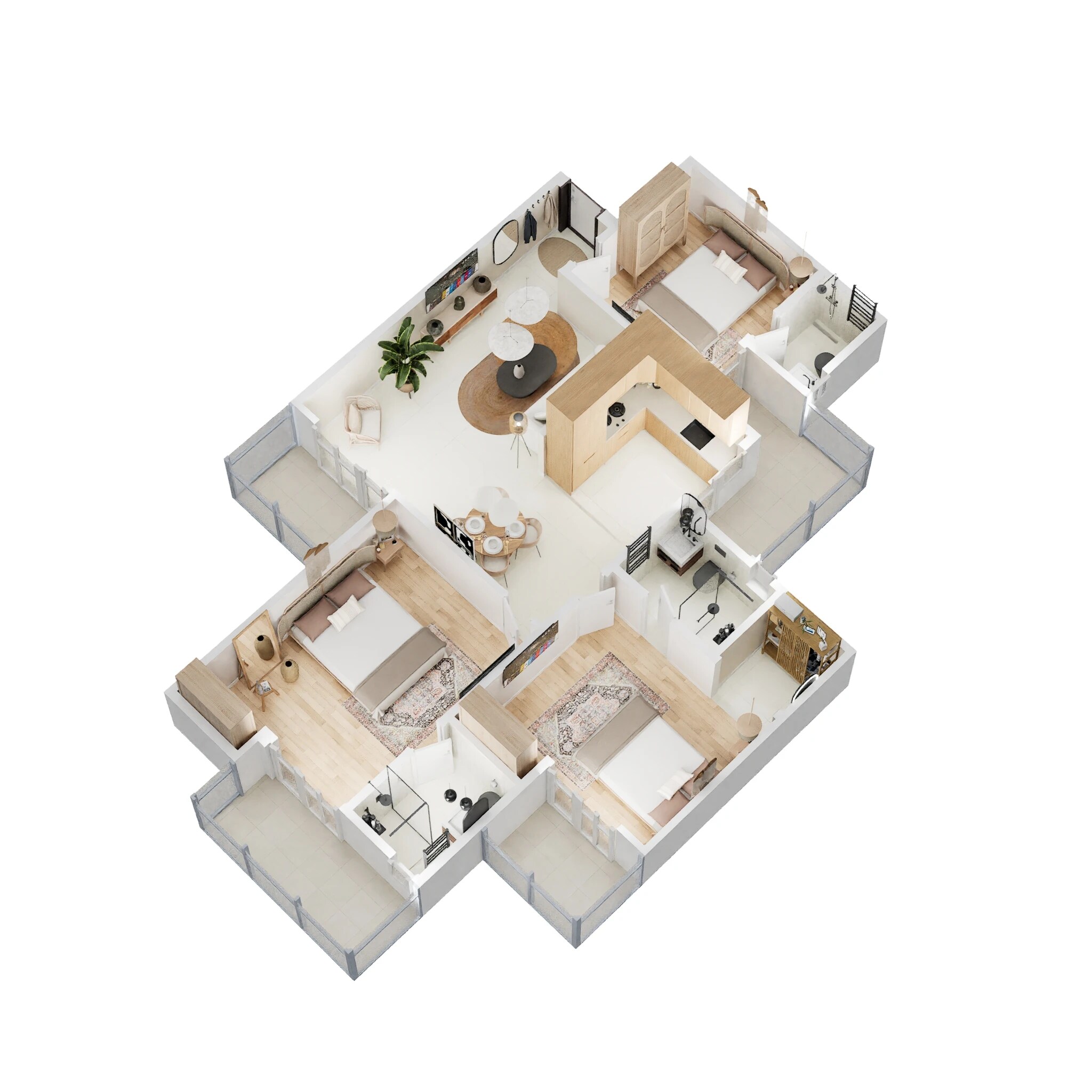 Floor plan of 3 BHK 1385 Sq. Ft. Apartment in Gaur City 2 - 11th Avenue, Greater Noida
