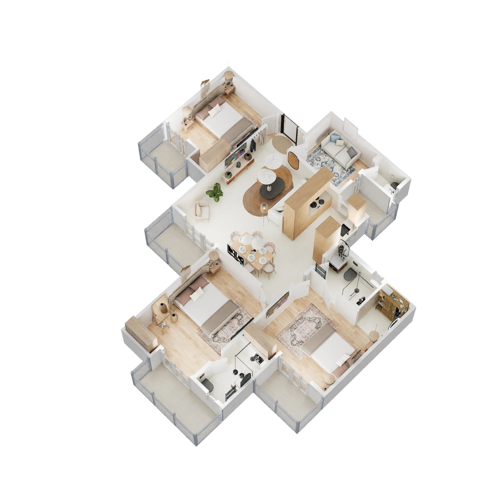 Floor plan of 3 BHK 1600 Sq. Ft. Apartment in Gaur City 2 - 11th Avenue, Greater Noida