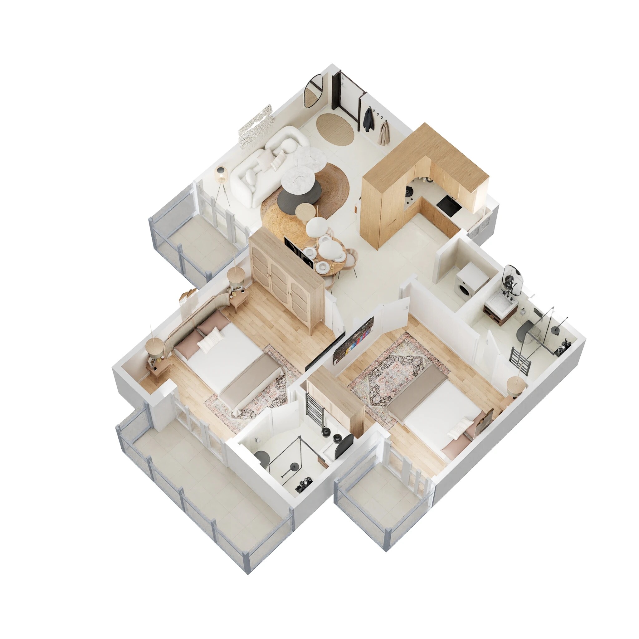 Floor plan of 2 BHK 1055 Sq. Ft. Apartment in Gaur City 2 - 12th Avenue, Greater Noida