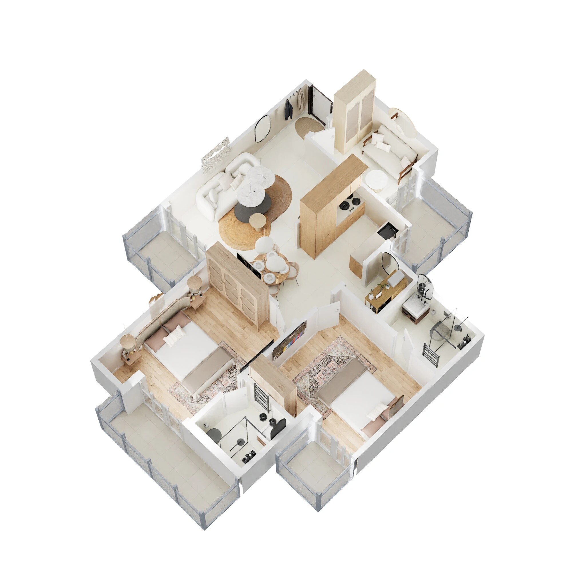 Floor plan of 2 BHK 1225 Sq. Ft. Apartment in Gaur City 2 - 12th Avenue, Greater Noida