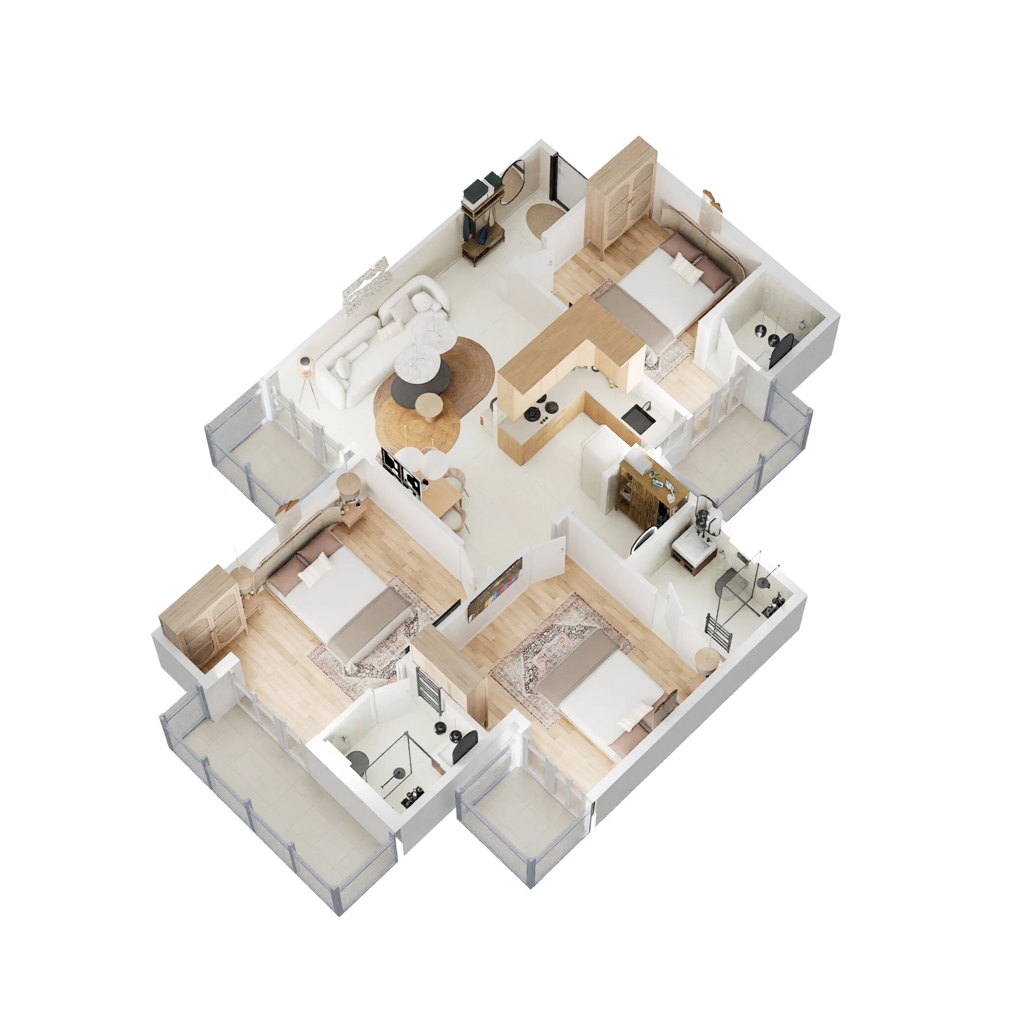 Floor plan of 3 BHK 1320 Sq. Ft. Apartment in Gaur City 2 - 12th Avenue, Greater Noida