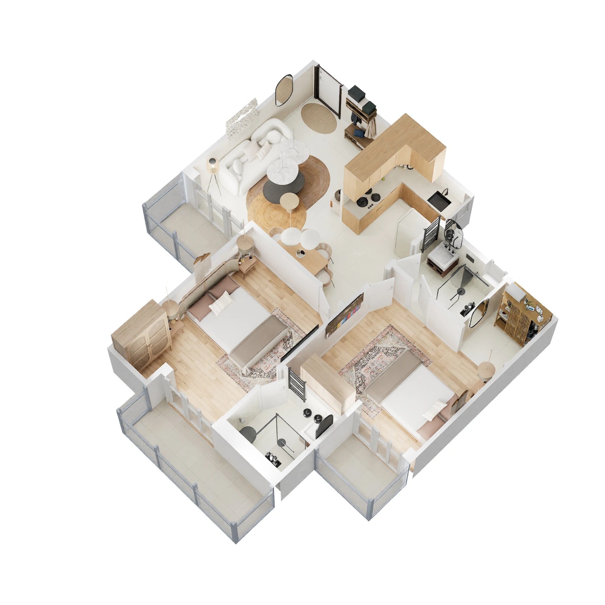 Floor plan of 2 BHK 1010 Sq. Ft. Apartment in Gaur City 2 - 16th Avenue, Greater Noida