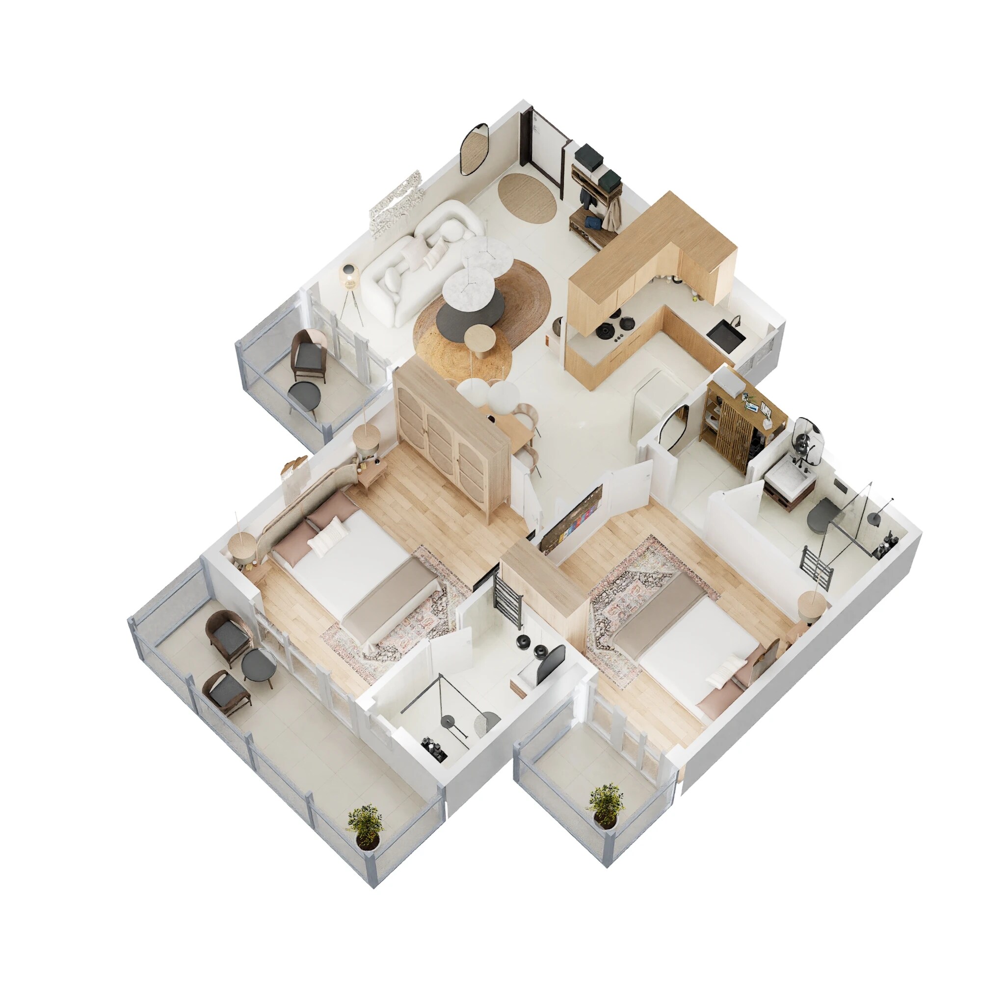 Floor plan of 2 BHK 1060 Sq. Ft. Apartment in Gaur City 2 - 16th Avenue, Greater Noida
