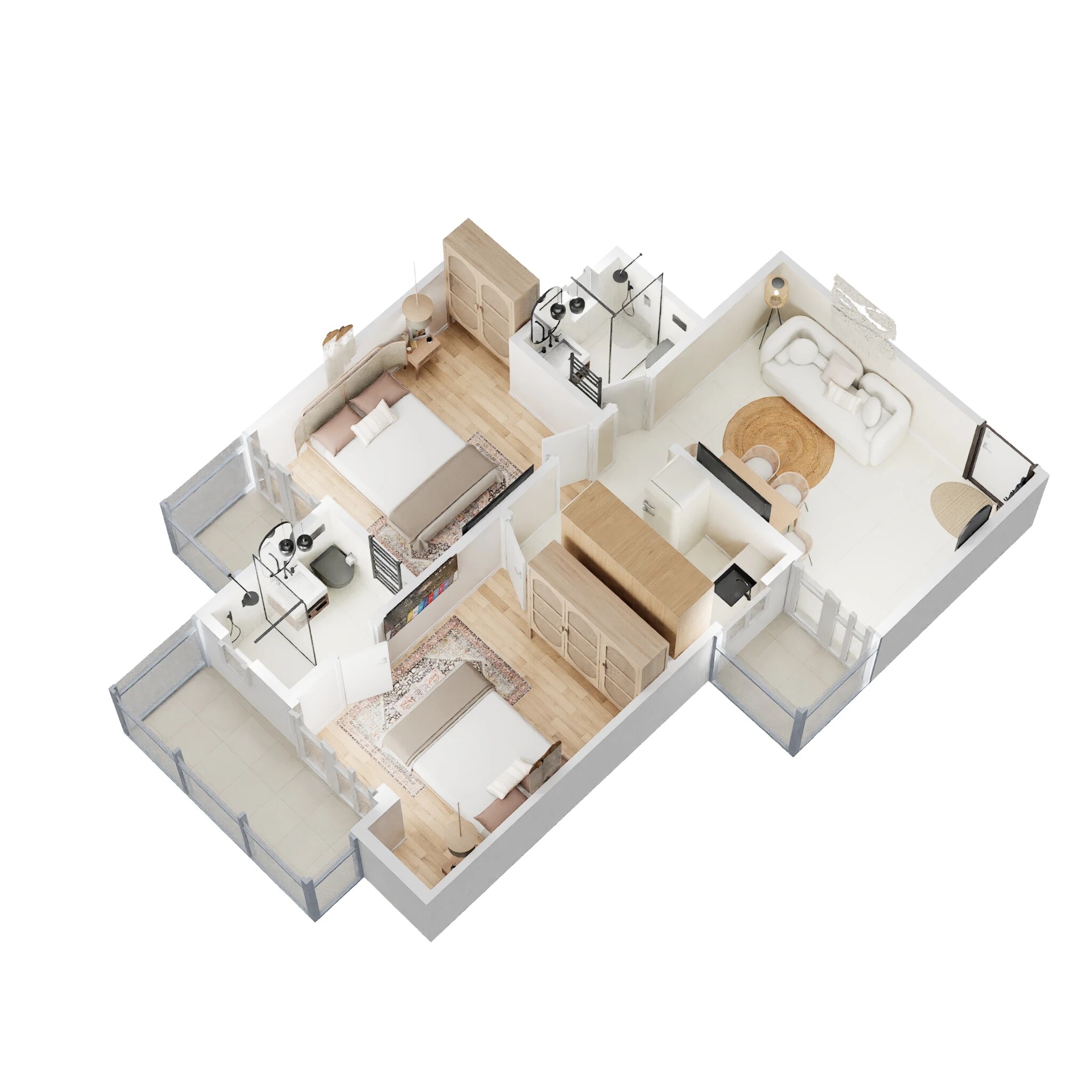 Floor plan of 2 BHK 890 Sq. Ft. Apartment in Gaur City 2 - 16th Avenue, Greater Noida