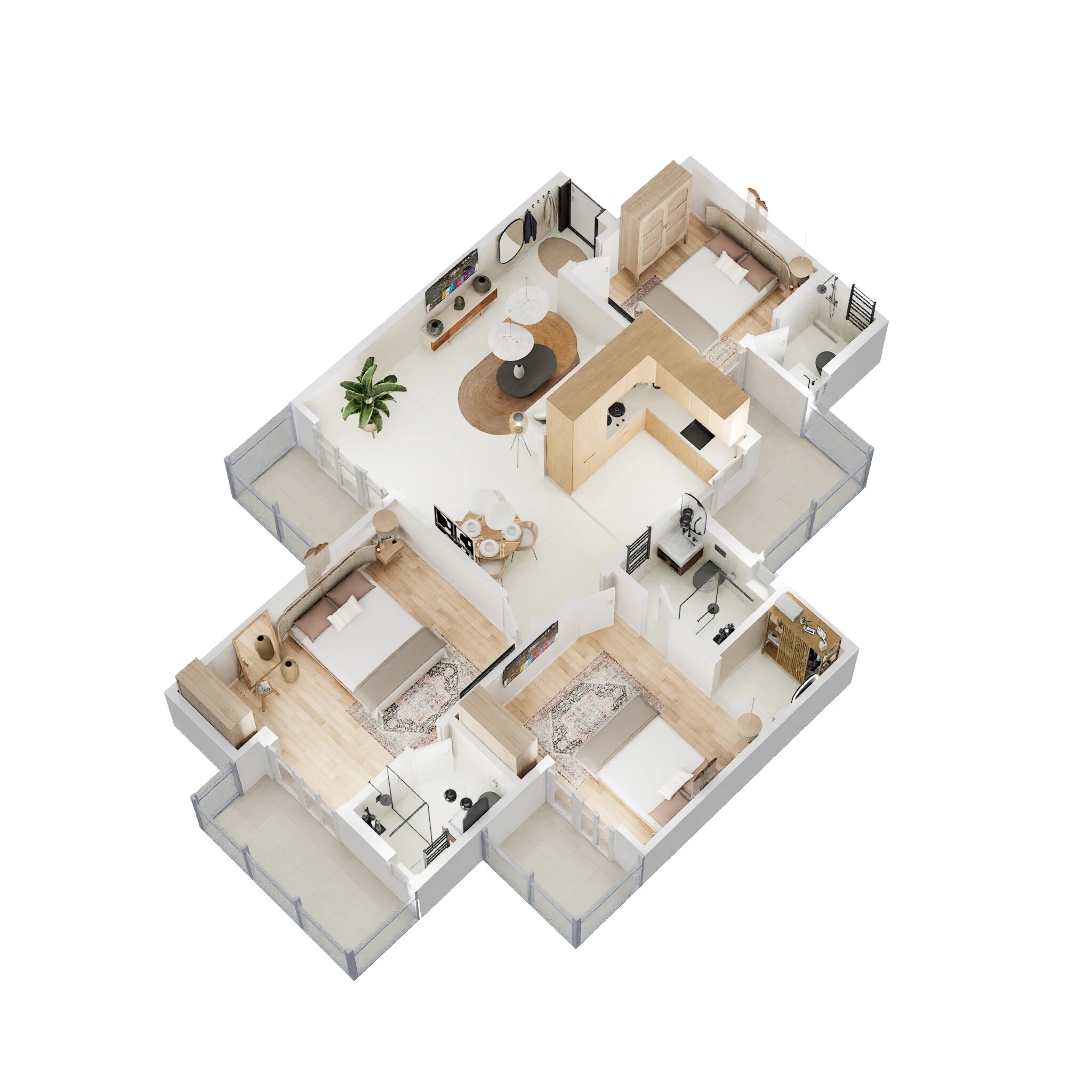 Floor plan of 3 BHK 1385 Sq. Ft. Apartment in Gaur City 2 - 16th Avenue, Greater Noida