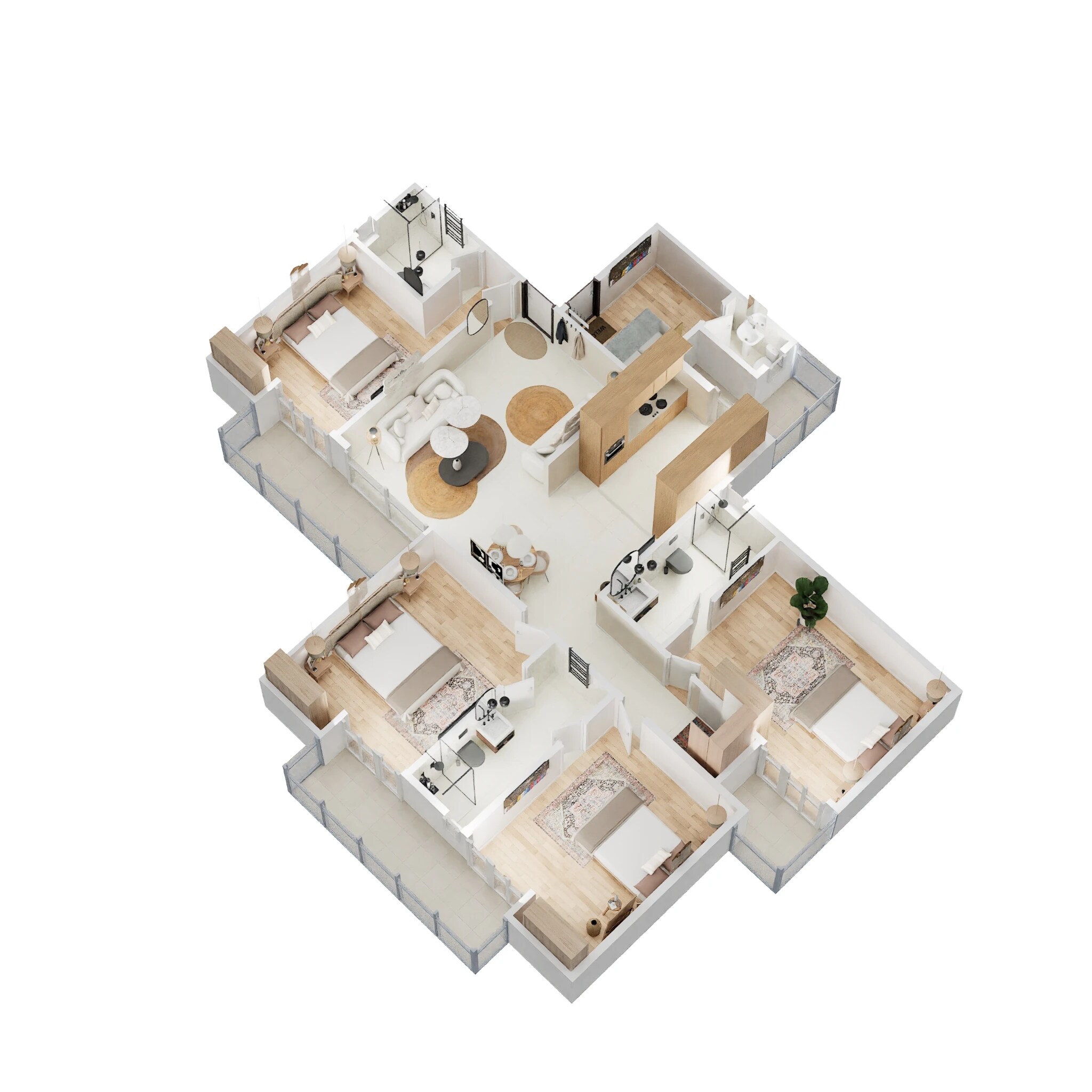 Floor plan of 4 BHK 1995 Sq. Ft. Apartment in Gaur City 2 - 16th Avenue, Greater Noida
