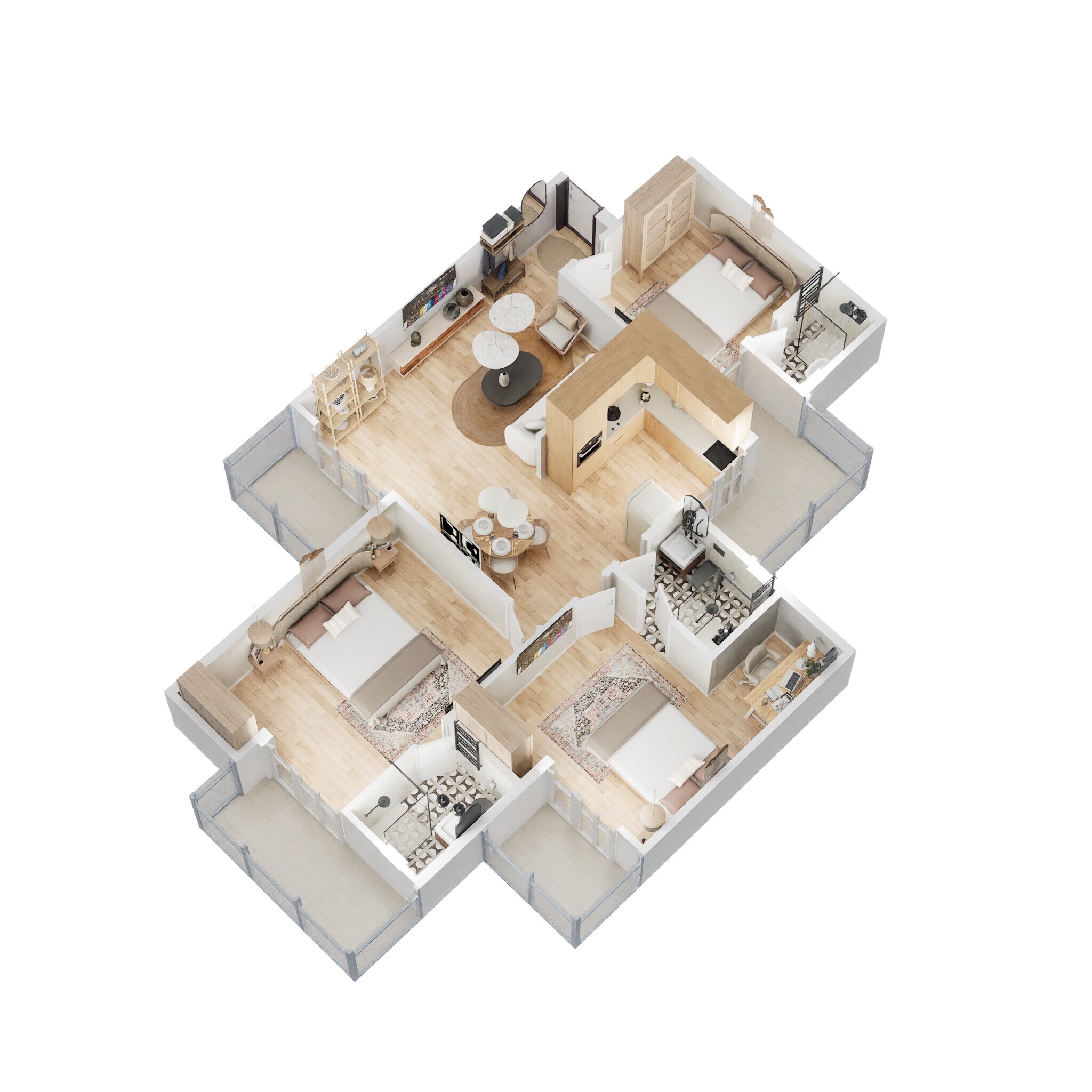 Floor plan of 3 BHK Apartment - 1385 sq. ft. in Gaur City 2, Greater Noida