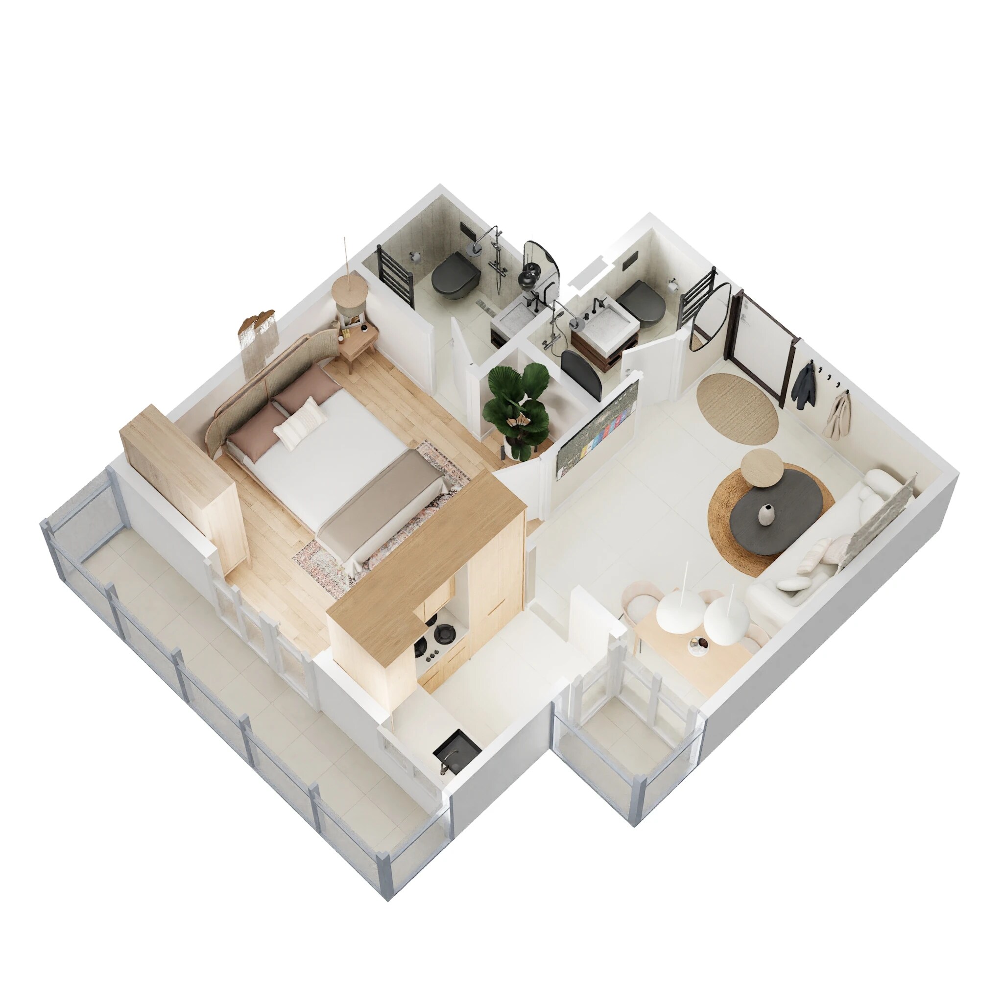 Floor plan of 1 BHK 555 Sq. Ft. Apartment in Gaur City 2 - Sanskriti Vihar, Greater Noida