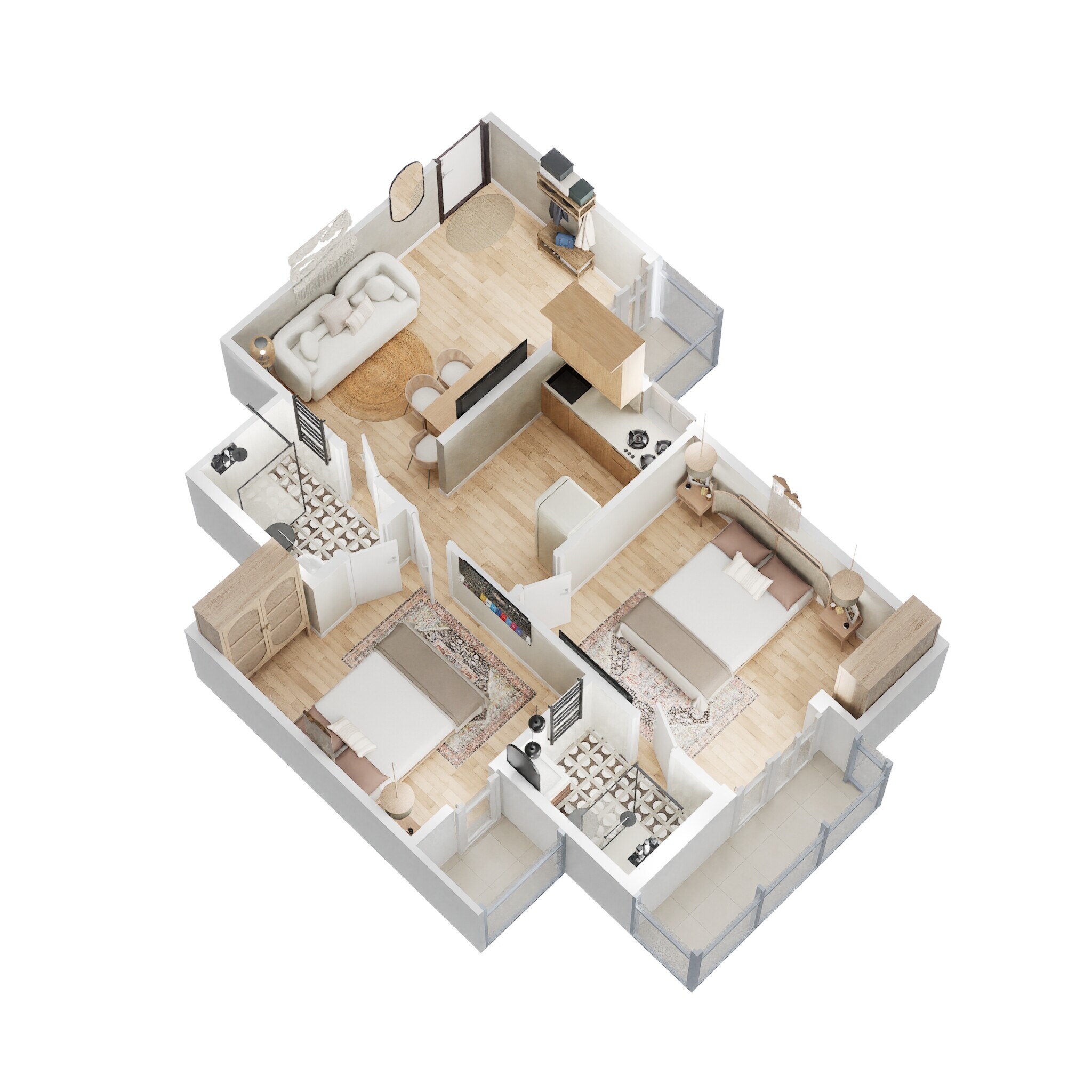 Floor plan of 2 BHK 909 Sq. Ft. Apartment in Gaur City 3rd Avenue, Greater Noida