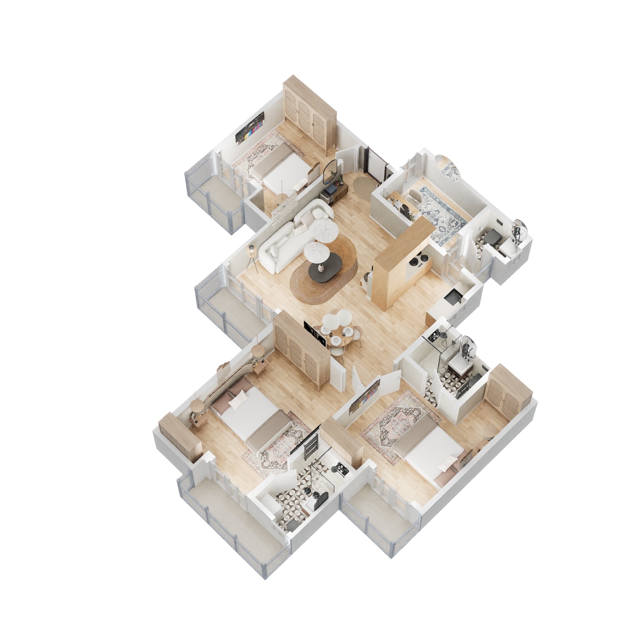 Floor plan of 3 BHK 1500 Sq. Ft. Apartment in Gaur City 3rd Avenue, Greater Noida