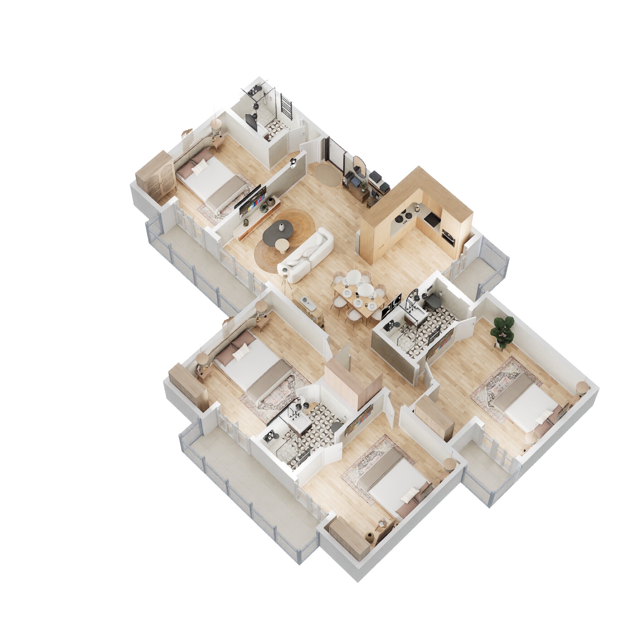 Floor plan of 4 BHK 1855 Sq. Ft. Apartment in Gaur City 3rd Avenue, Greater Noida