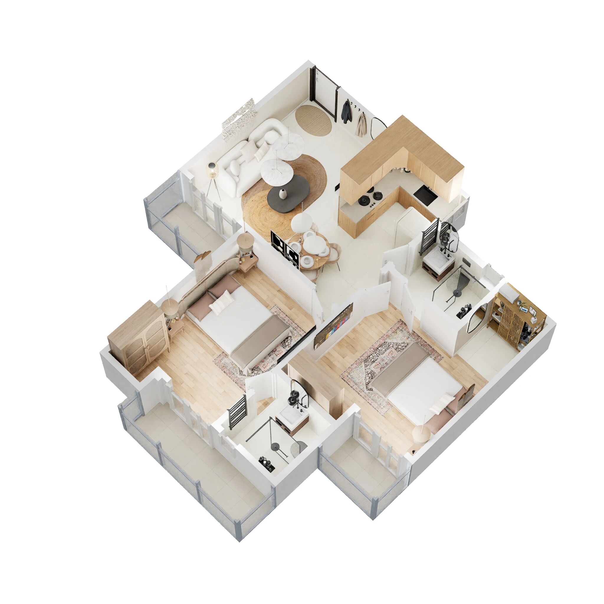 Floor plan of 2 BHK 980 Sq. Ft. Apartment in Gaur City 6th Avenue, Greater Noida