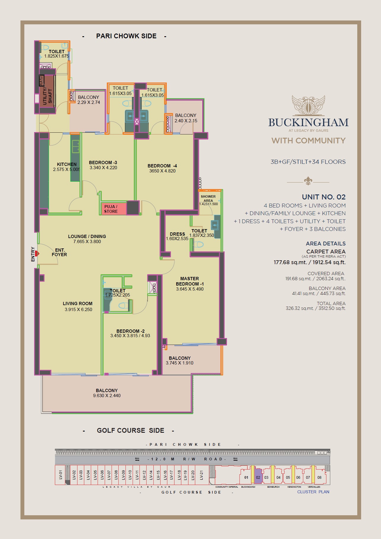 4 BHK 3512 Sq. Ft. Apartment in Gaur Legacy