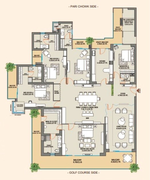 Floor plan of 5 BHK 15000 Sq. Ft. Villa in Gaur Legacy, Greater Noida
