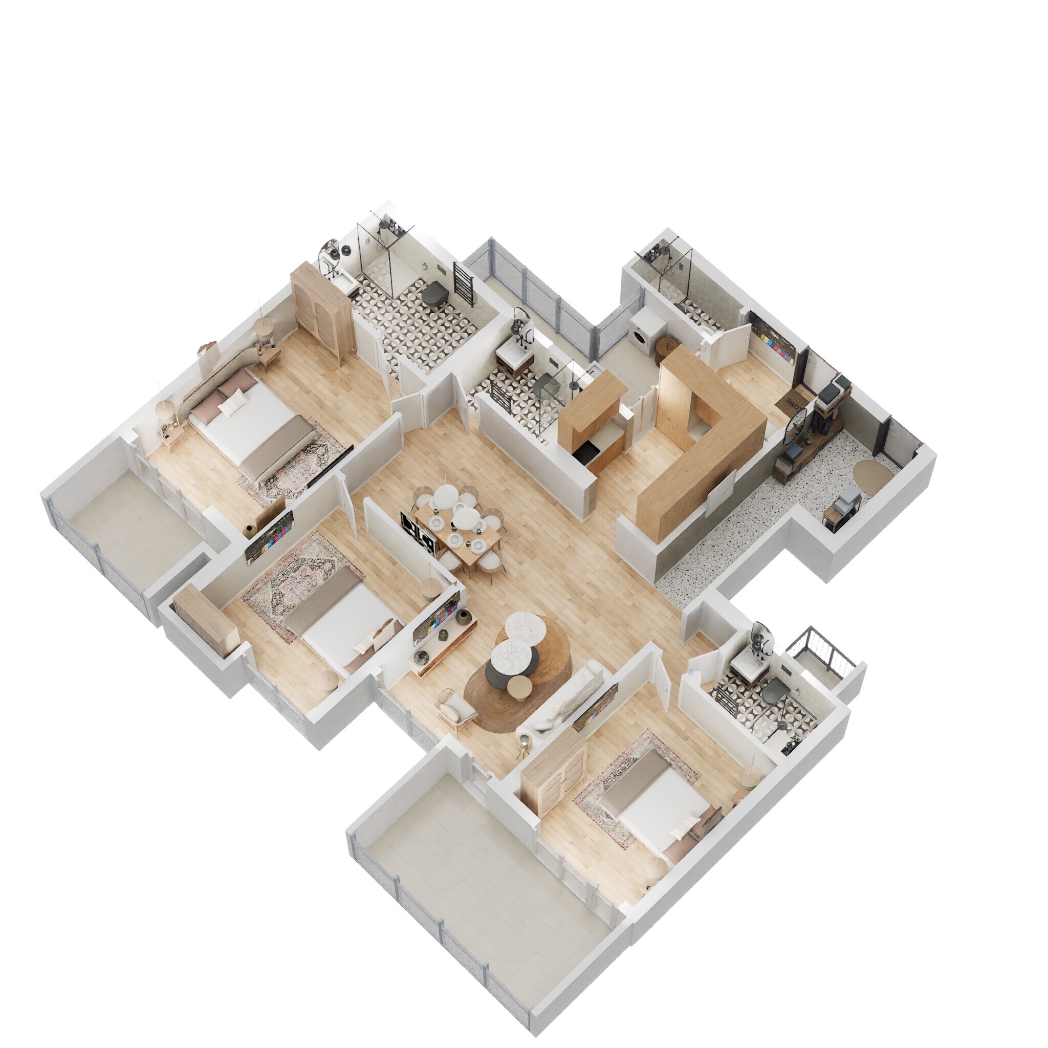 Floor plan of 3 BHK 1550 Sq. Ft. Apartment in Gaur Saundaryam Phase II, Greater Noida